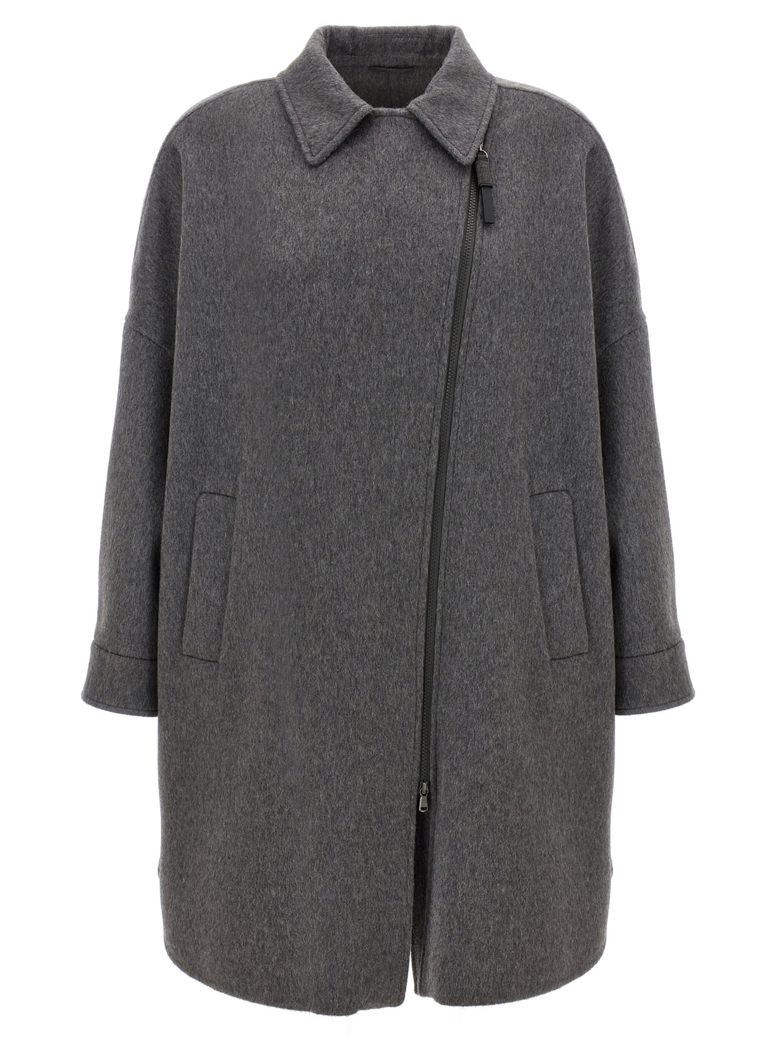 Shop Brunello Cucinelli Cocoon Coat In Gray