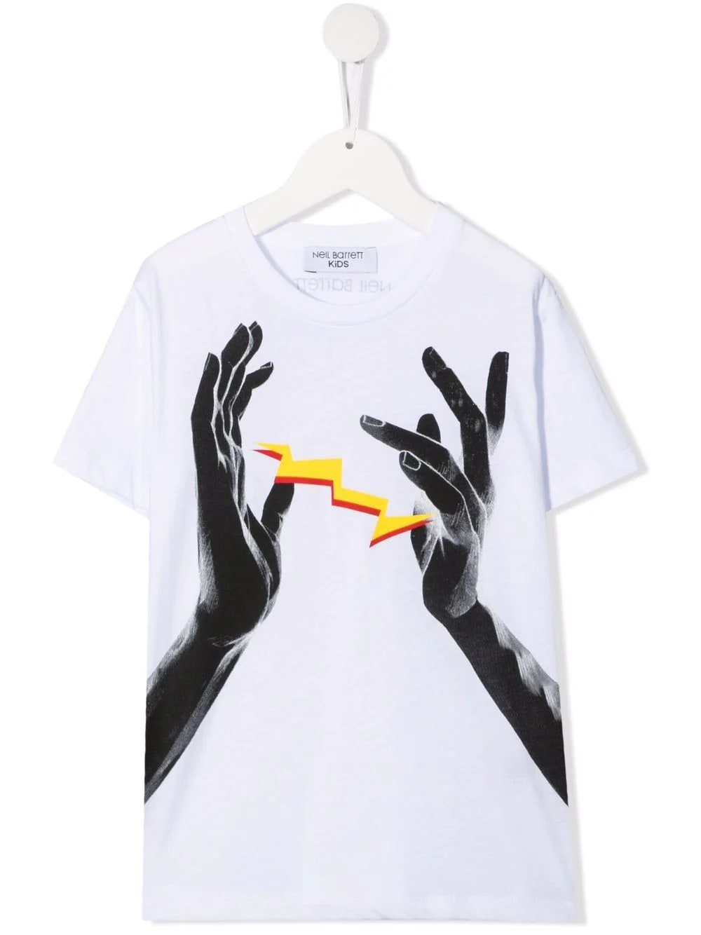 Neil Barrett Kids White T-shirt With Logo And Front Graphic Print