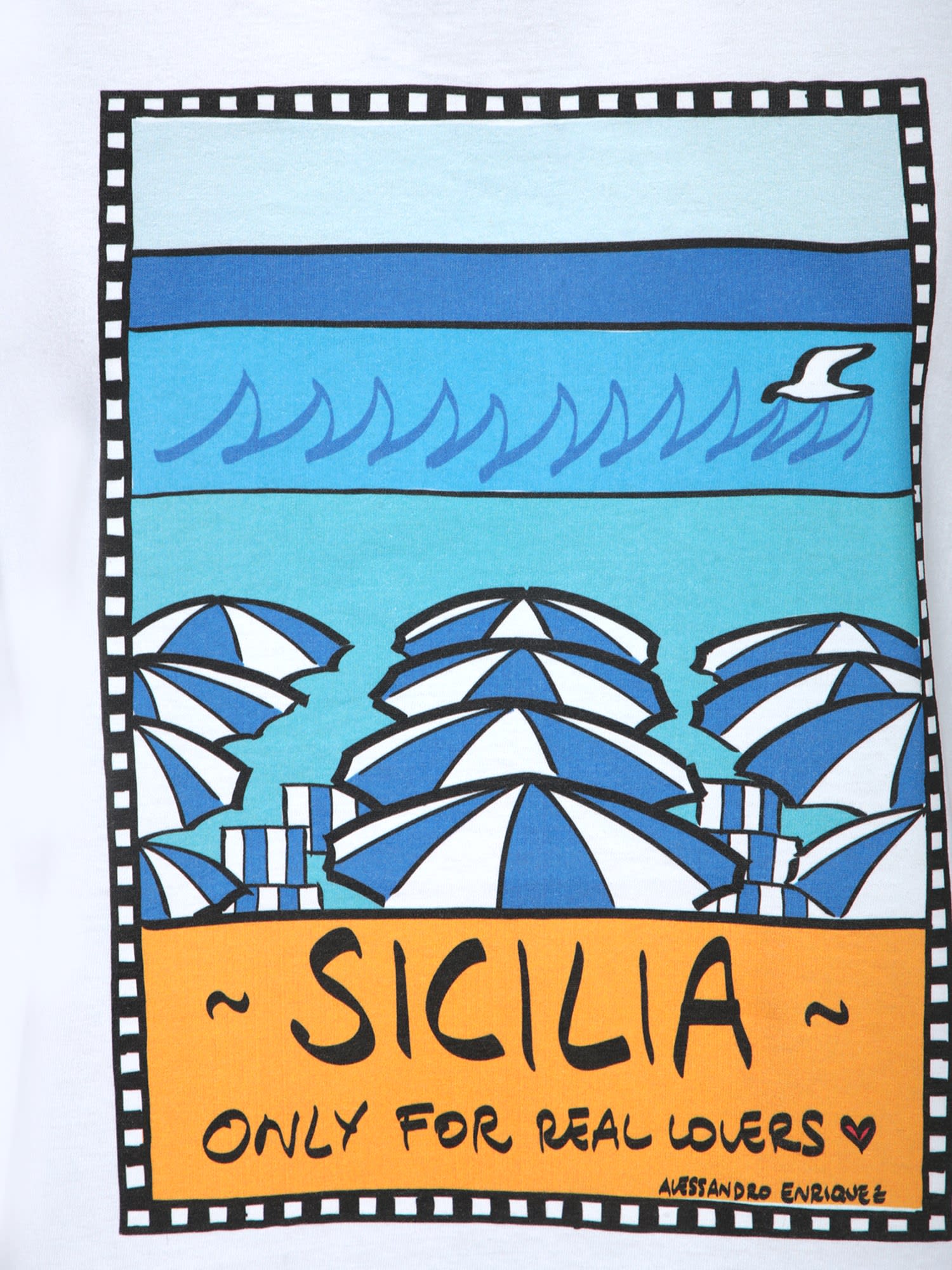 ALESSANDRO ENRIQUEZ SICILIA PRINT WHITE T-SHIRT