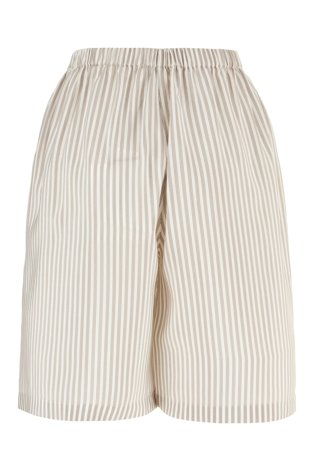 The Row Zinnia Striped Silk Pajama Shorts In Gray