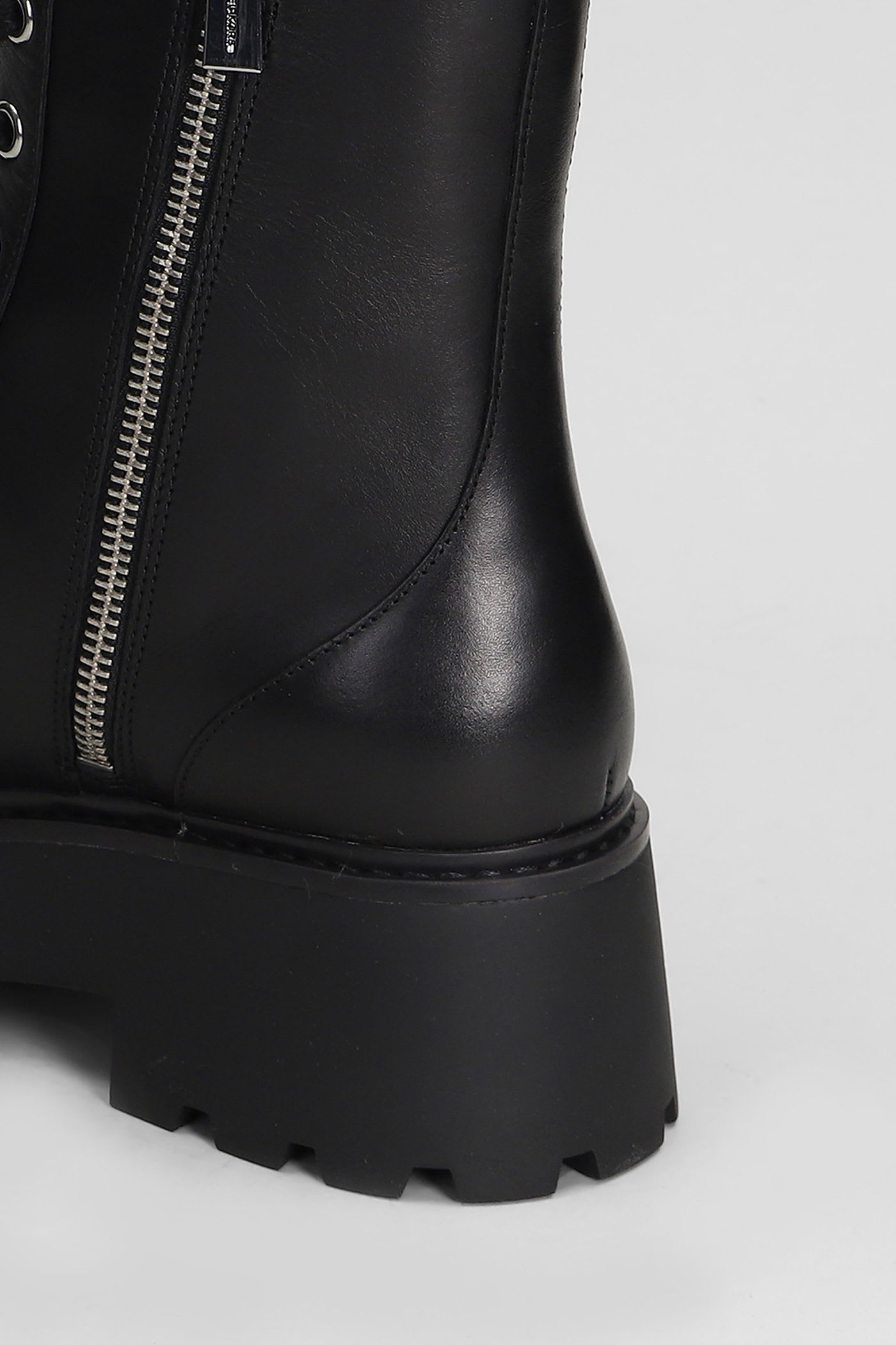 Michael Kors Blake Bootie Combat Boots In Black Leather In Black