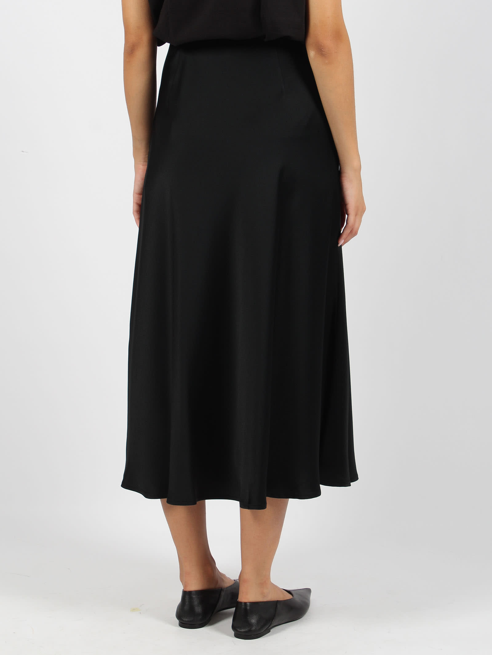 Shop Herno Satin Fluid Skirt In Black