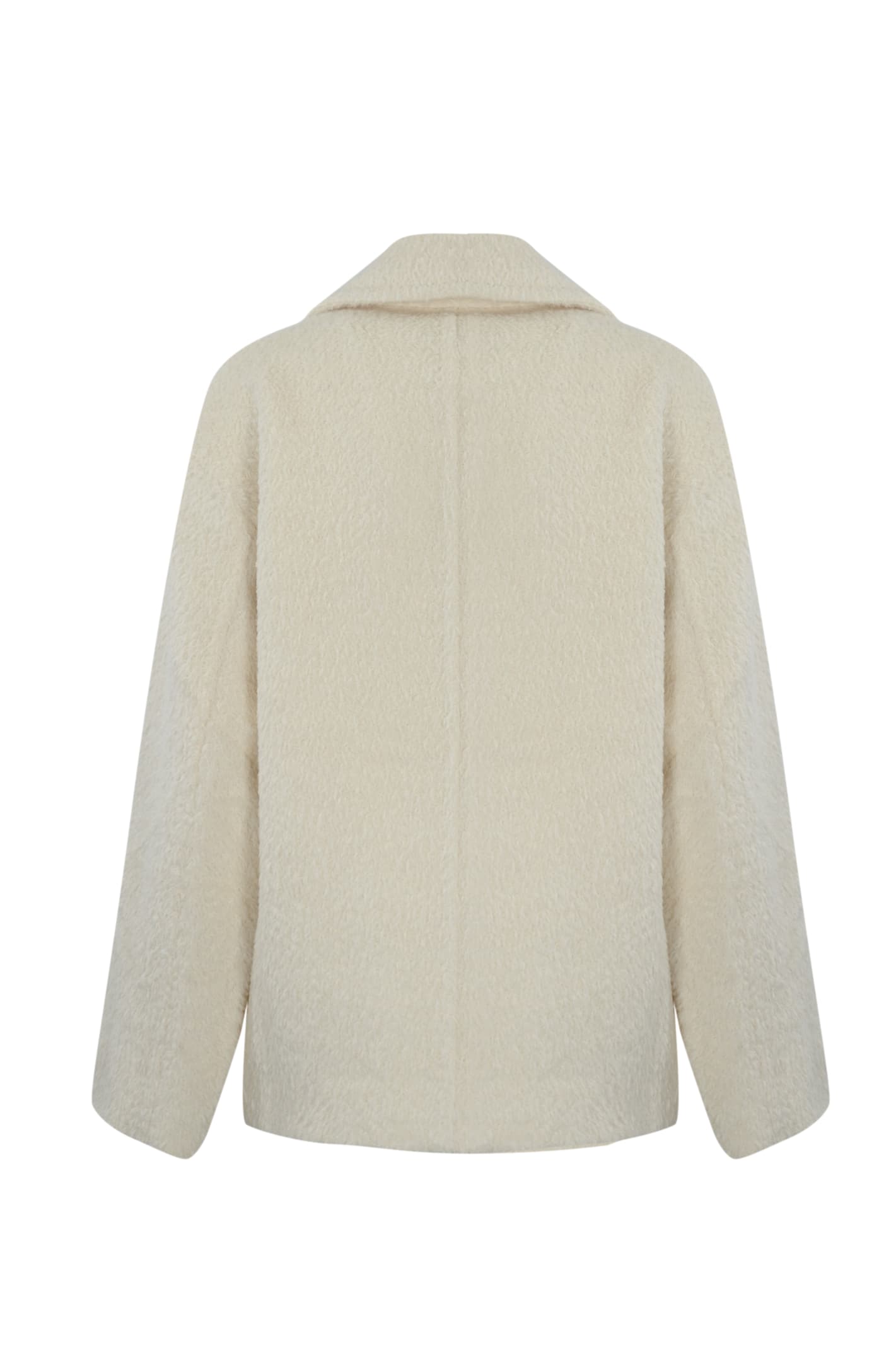 Shop Max Mara Vanesio Jacket In Alpaca And Wool In Bianco Lana