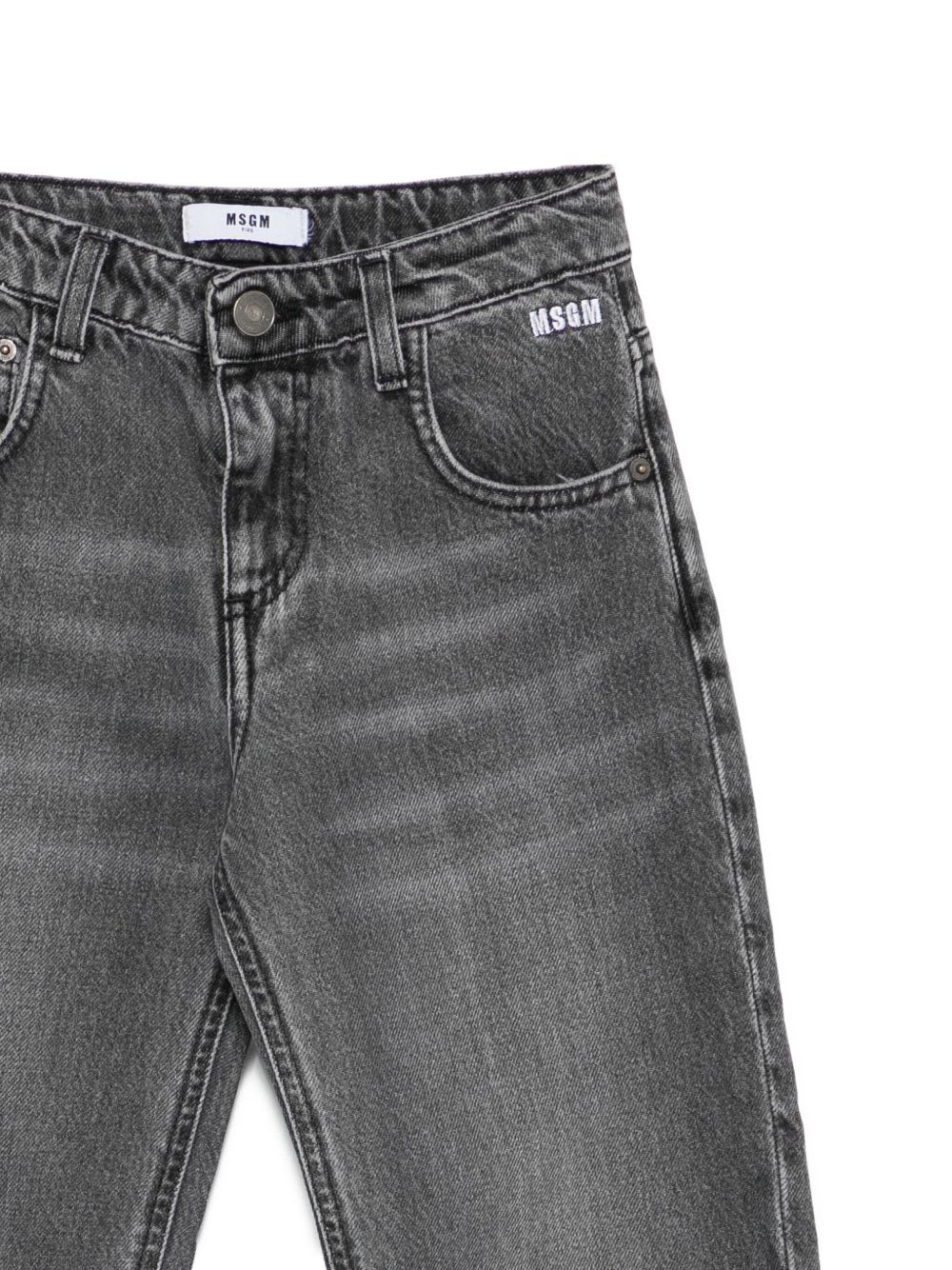 Msgm Kids Jeans With Embroidered Logo In Gray