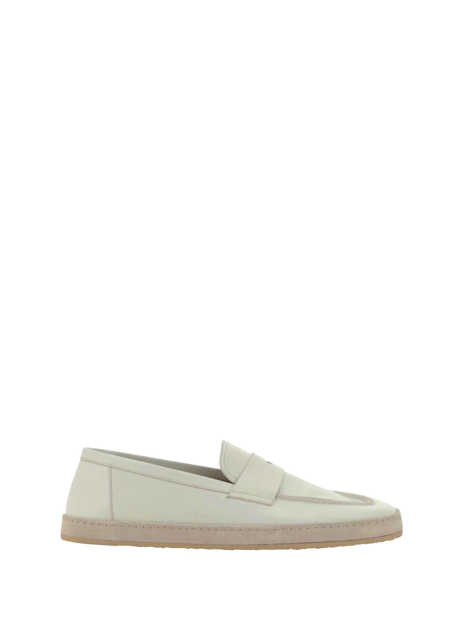 Brunello Cucinelli Leather Round Toe Espadrilles With Rubber Sole In Gold