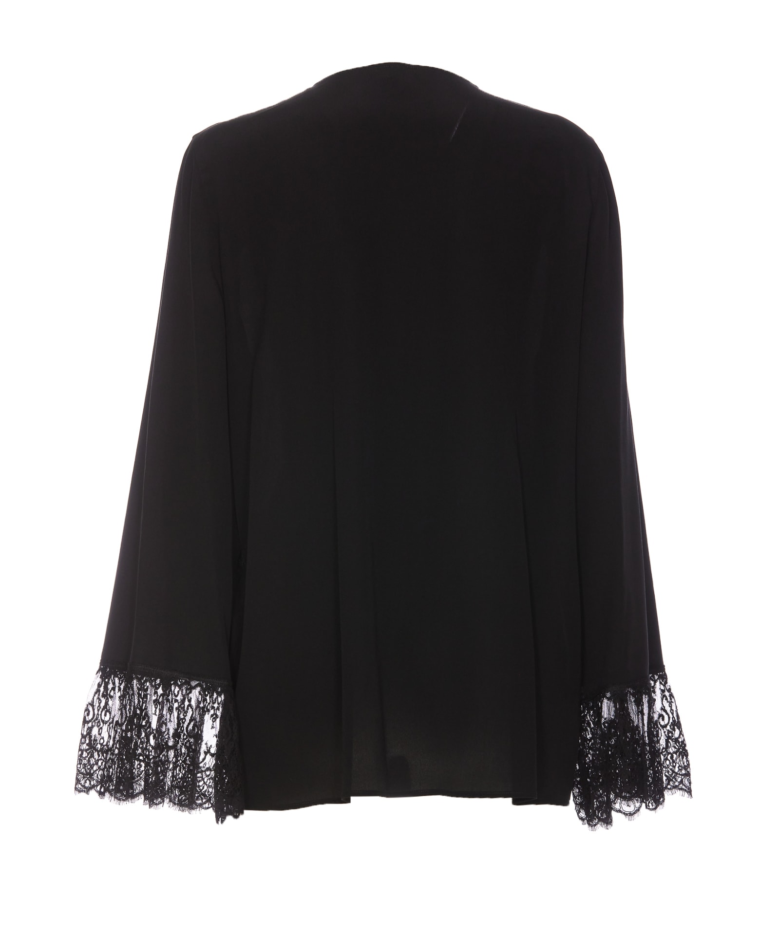 Shop Chloé Fluid Blouse Without Collar In Crepe De Chine In Black