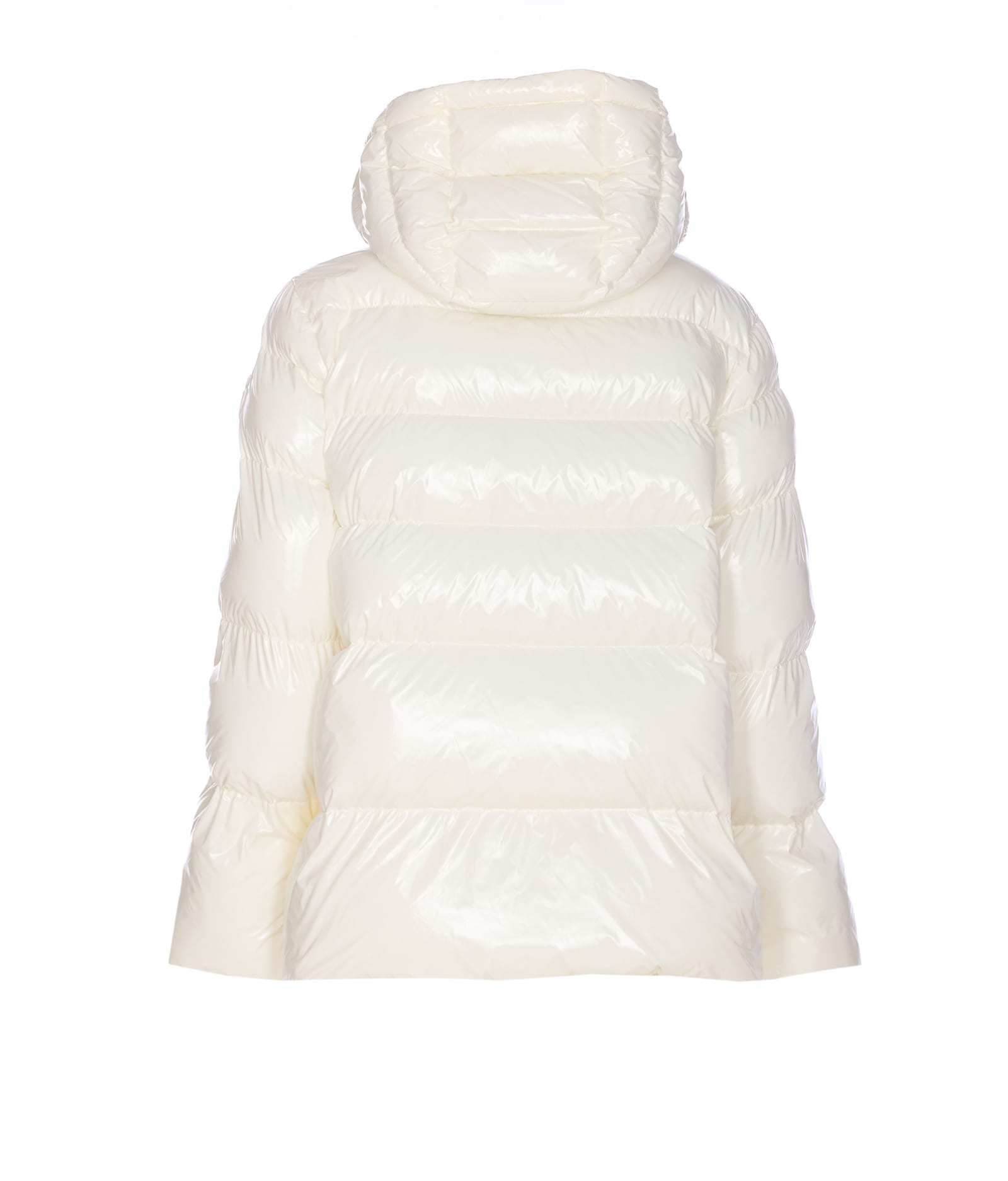 Pinko Quilted Coat Hood Drawstring Detail In White