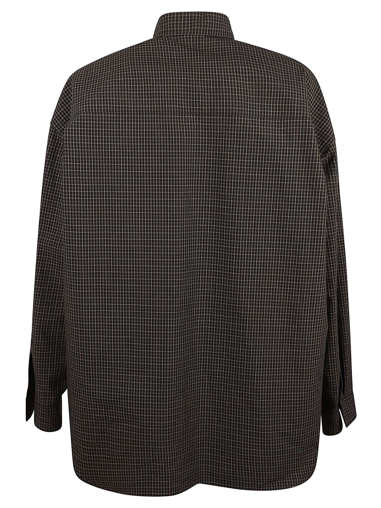 Shop Balenciaga Tartan Print Shirt In Black/grey