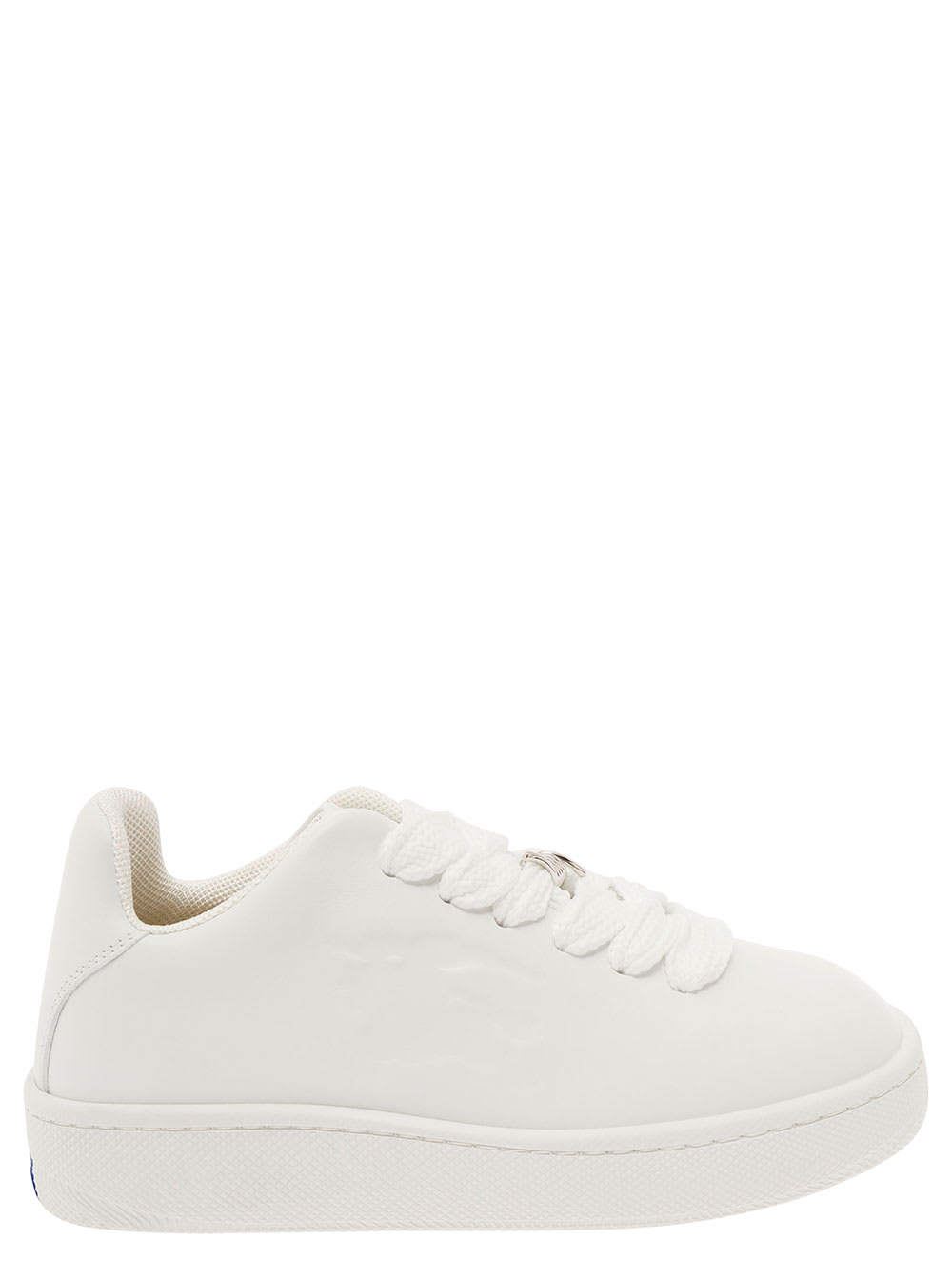 Shop Burberry White Sneakers With Detail In Leather Woman