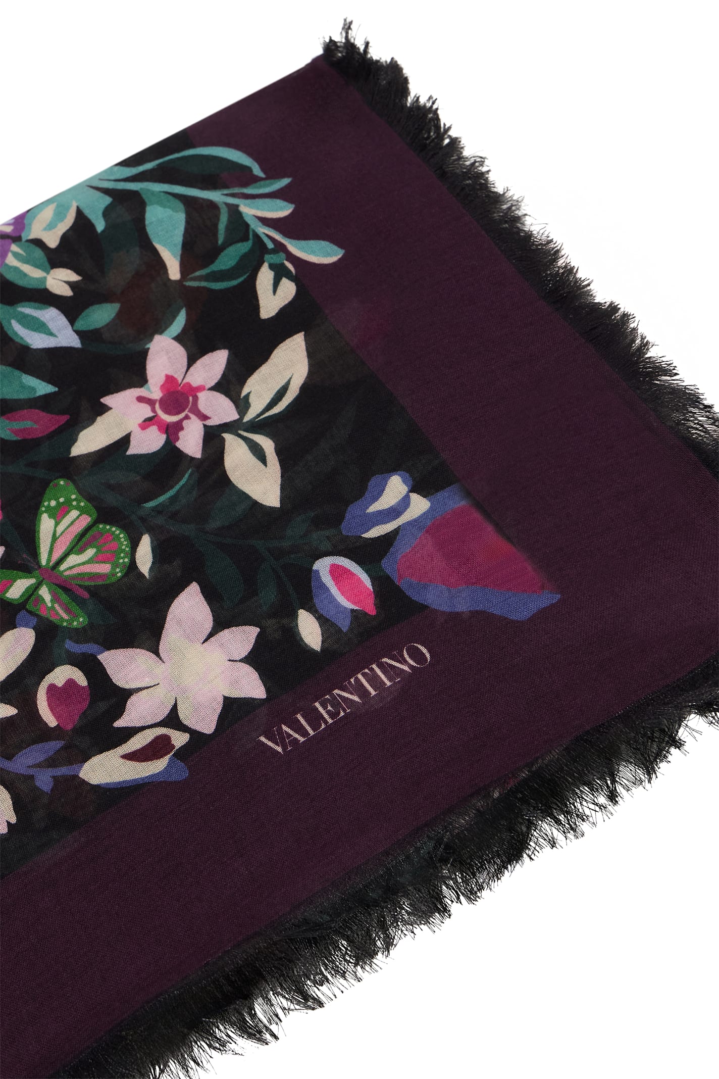 Valentino Elegant Scarf With Refined Floral Pattern In Brown