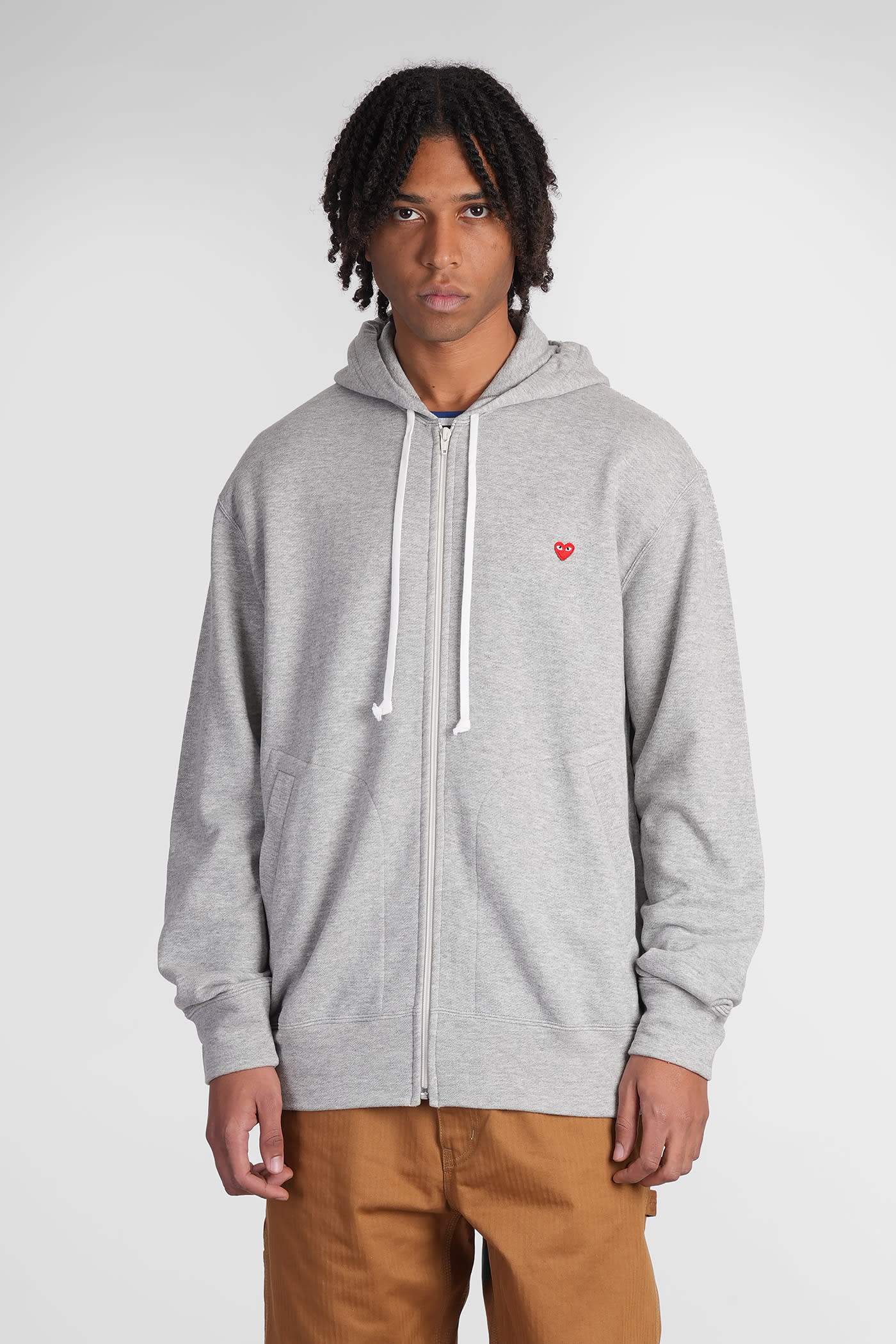 Comme des Garçons Play Sweatshirt In Grey Cotton