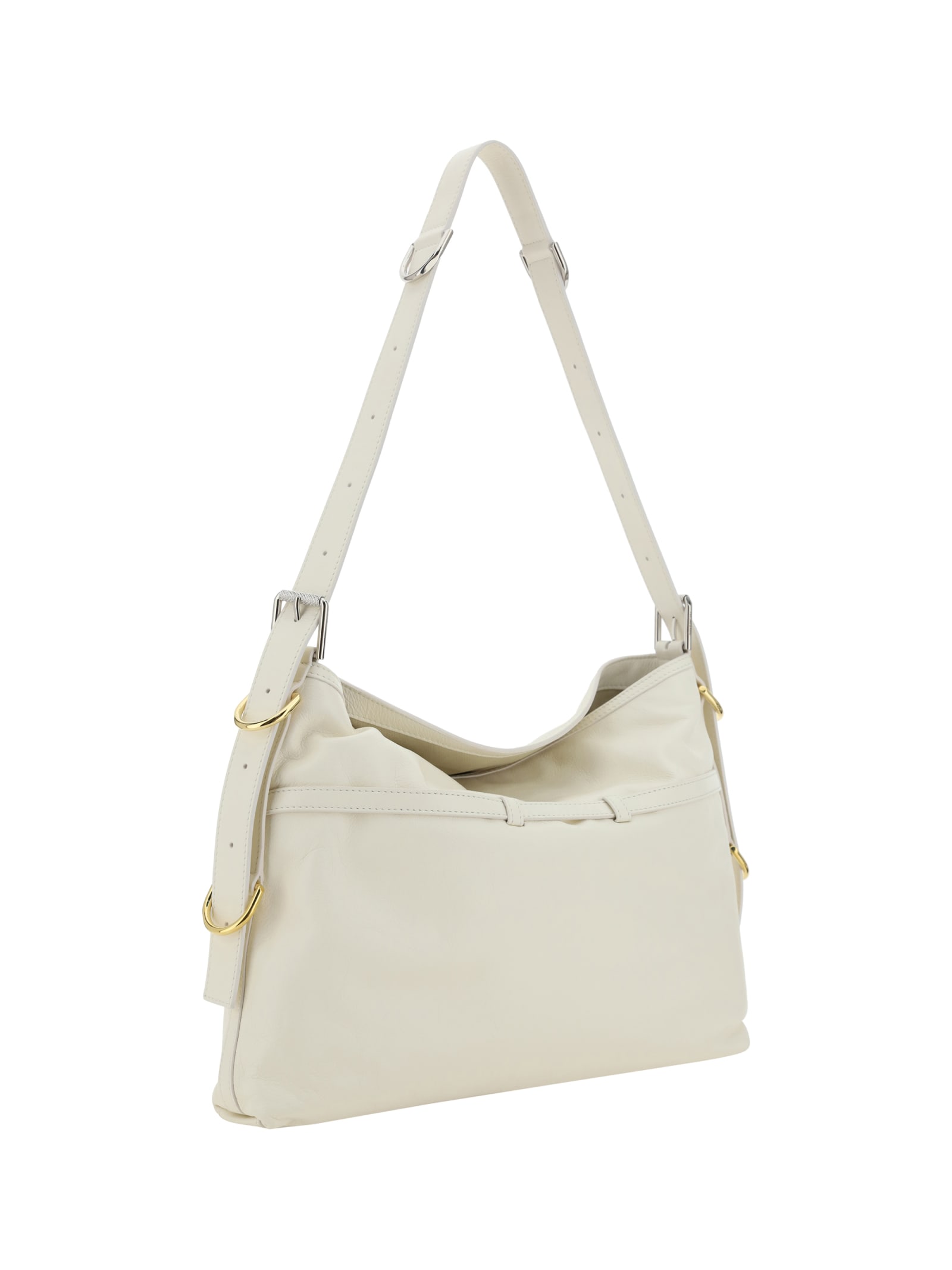 Shop Givenchy Voyou Shoulder Bag In Ivory
