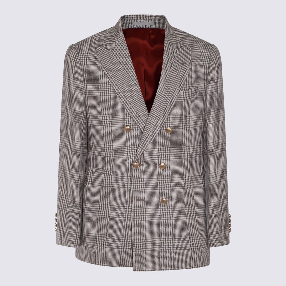 Brunello Cucinelli Grey Linen Blazer In Neutral