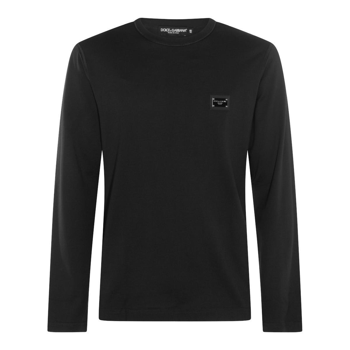 Shop Dolce & Gabbana Logo Tag Long-sleeved T-shirt In Black