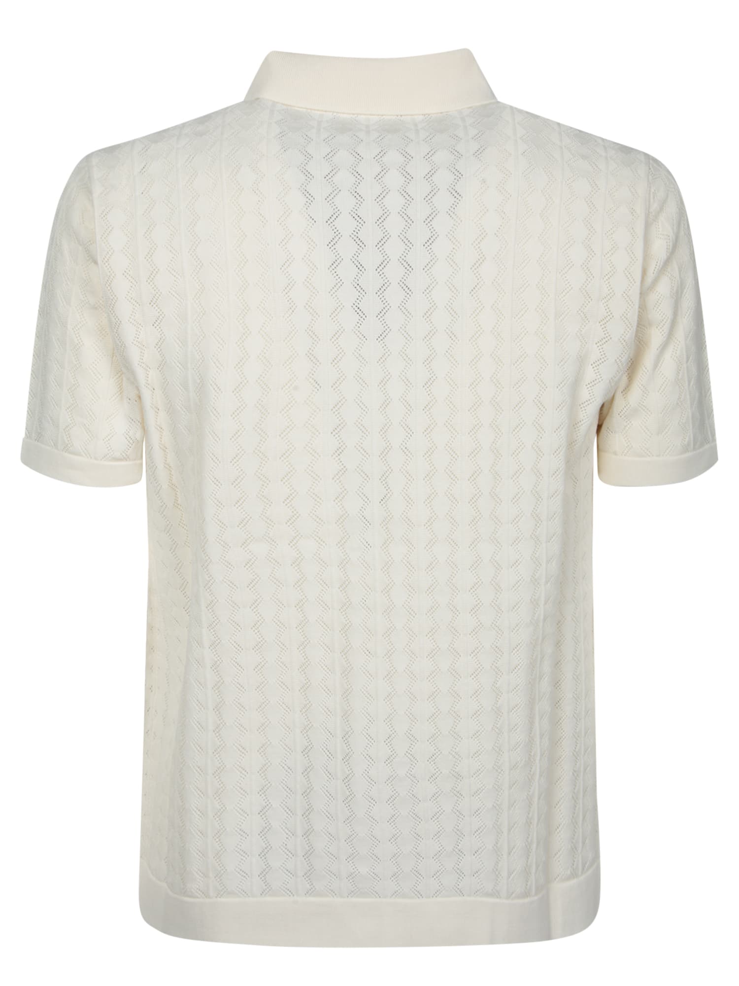 Dolce & Gabbana Perforated Cotton Knit Shirt In Beige