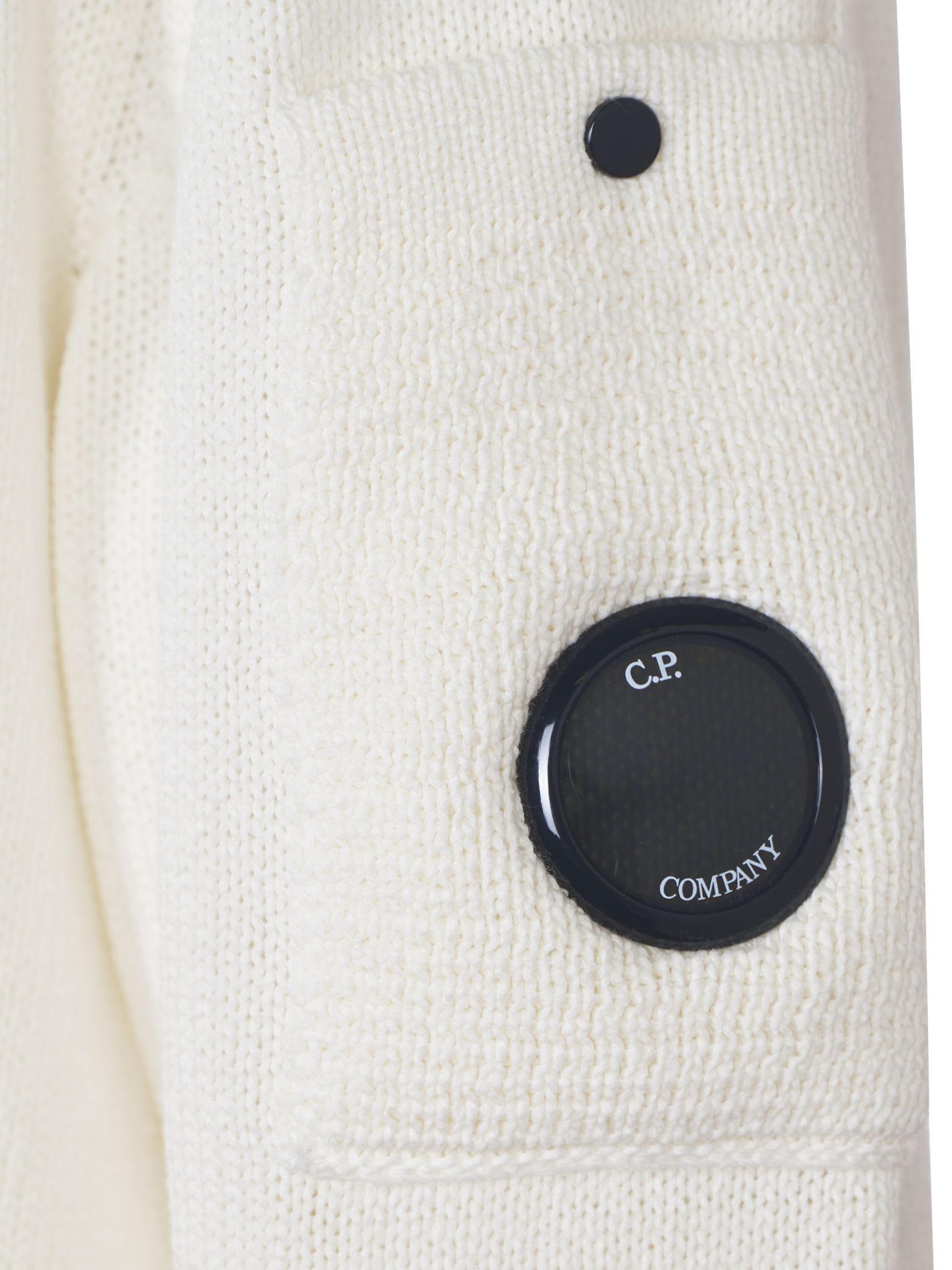 C.p. Company Signature Lens Crewneck Sweatshirt In Gauze White