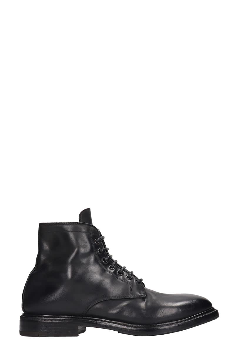 Premiata Combat Boots In Black Leather