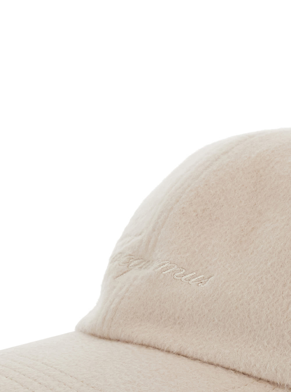 Jacquemus Beige Baseball Cap With Logo Lettering Embroidery On The Front In Wool Man In White