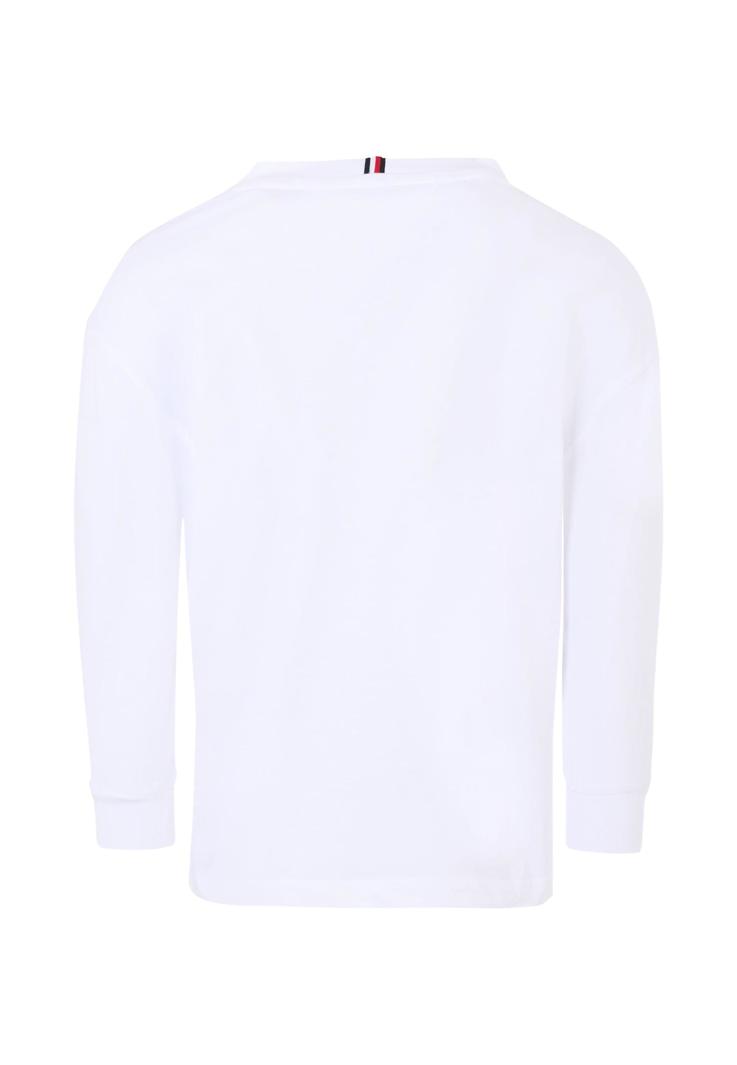 Tommy Hilfiger White T-shirt For Kids With Iconic Flag In Multi