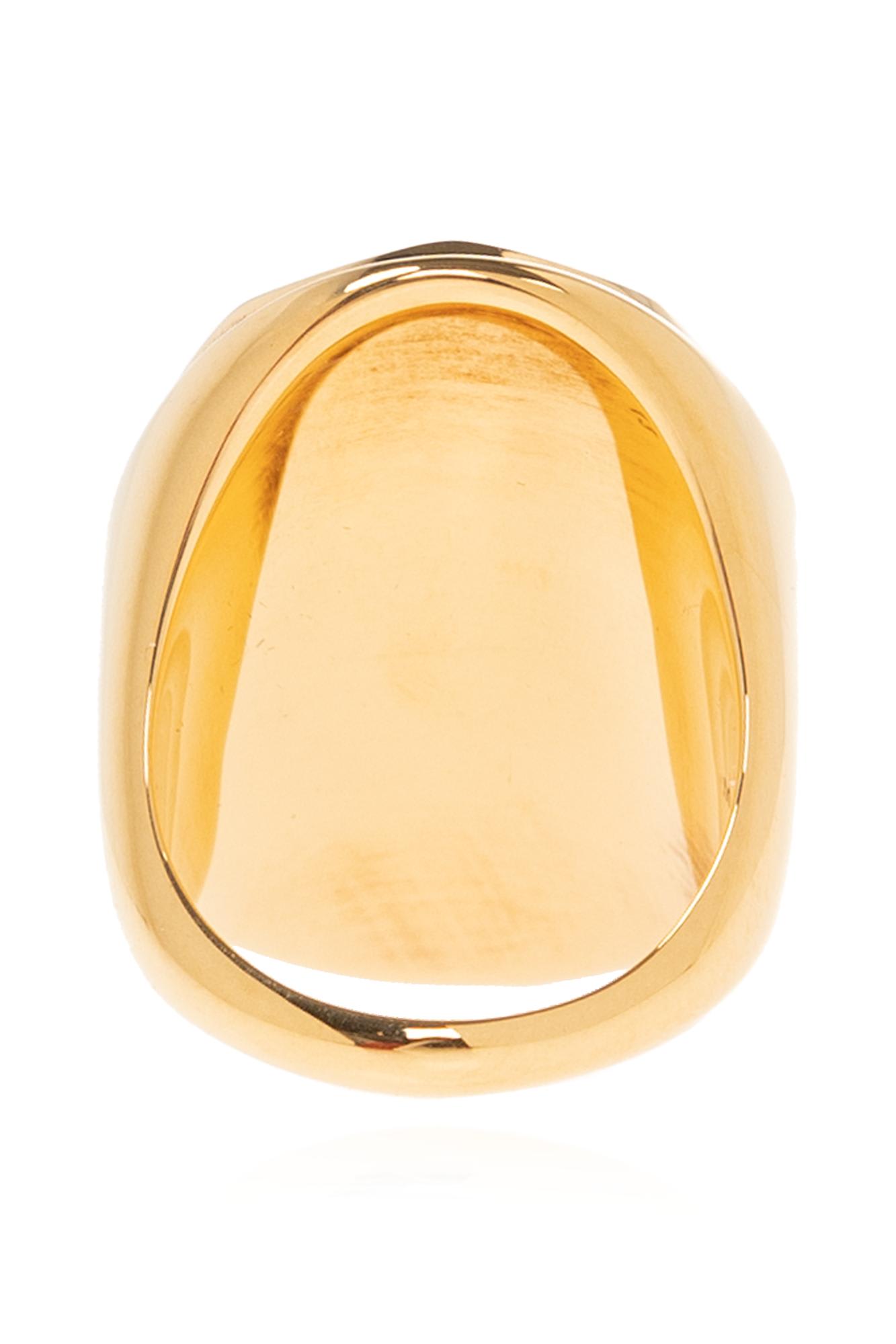 Shop Alexander Mcqueen Brass Ring In Golden