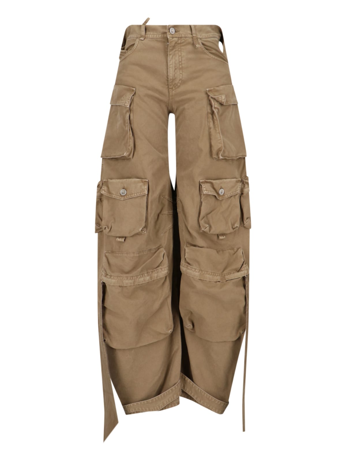 Shop Attico Cut-out Long Cargo Pants In Cachi