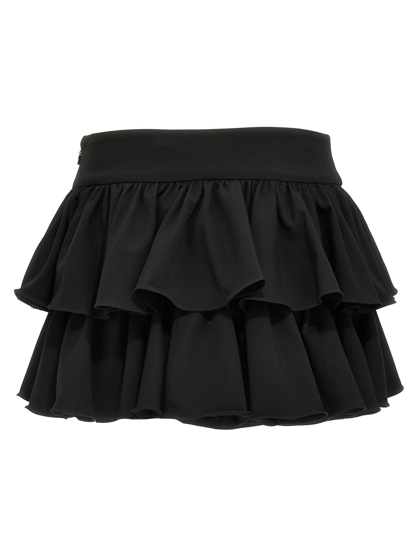 Rotate Birger Christensen High Waistband Ruffle Mini Skirt In Black