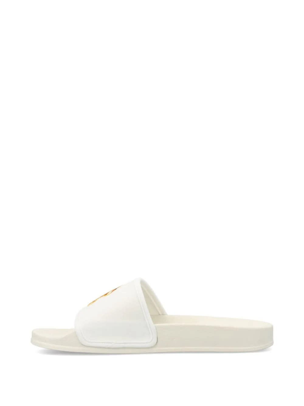 Shop Palm Angels White Slippers With Flaming Pa