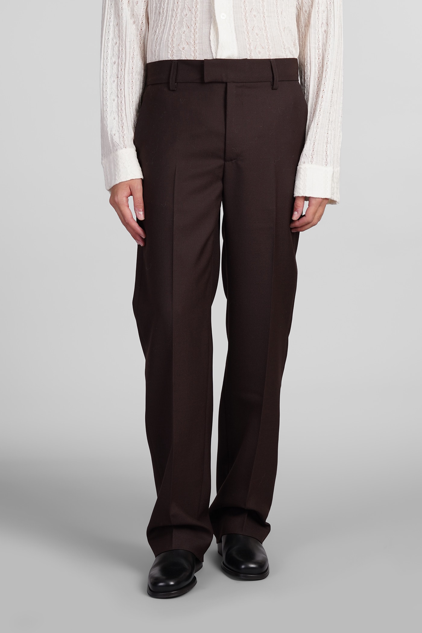 Shop Séfr Mike Suit Trousers Pants In Brown Polyester