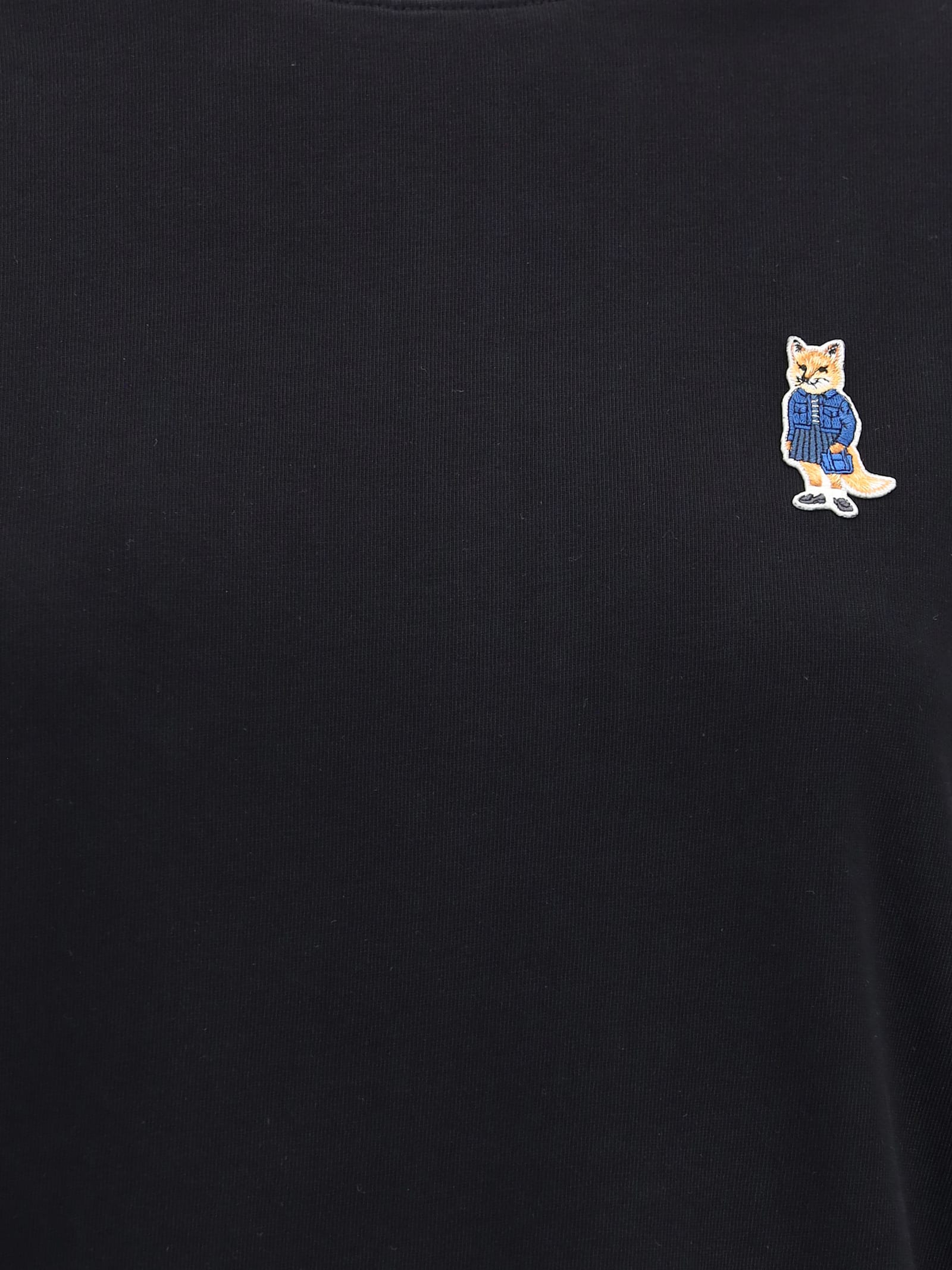 Maison Kitsuné Black Dressed Fox Cotton T-shirt In Black