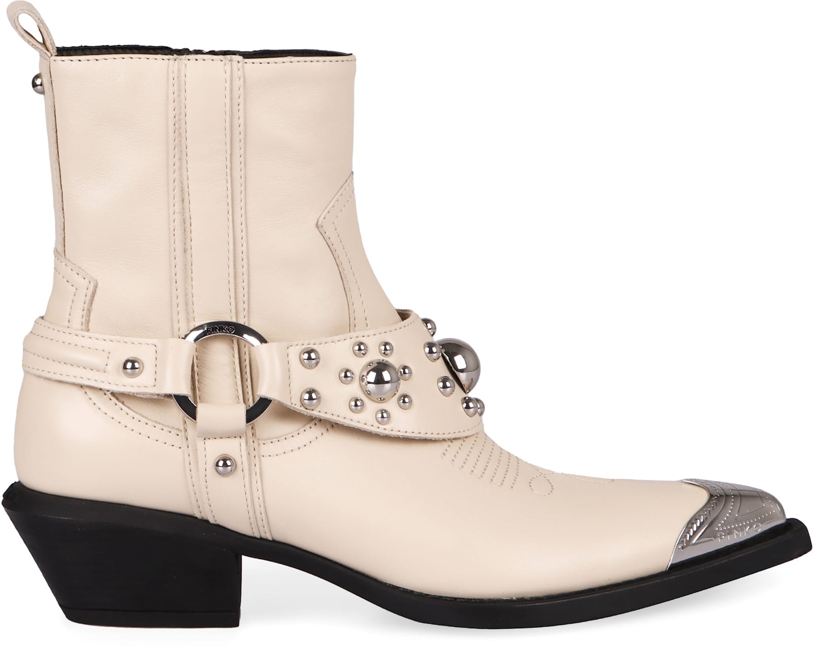 Shop Pinko Western-style Boots In Ivory