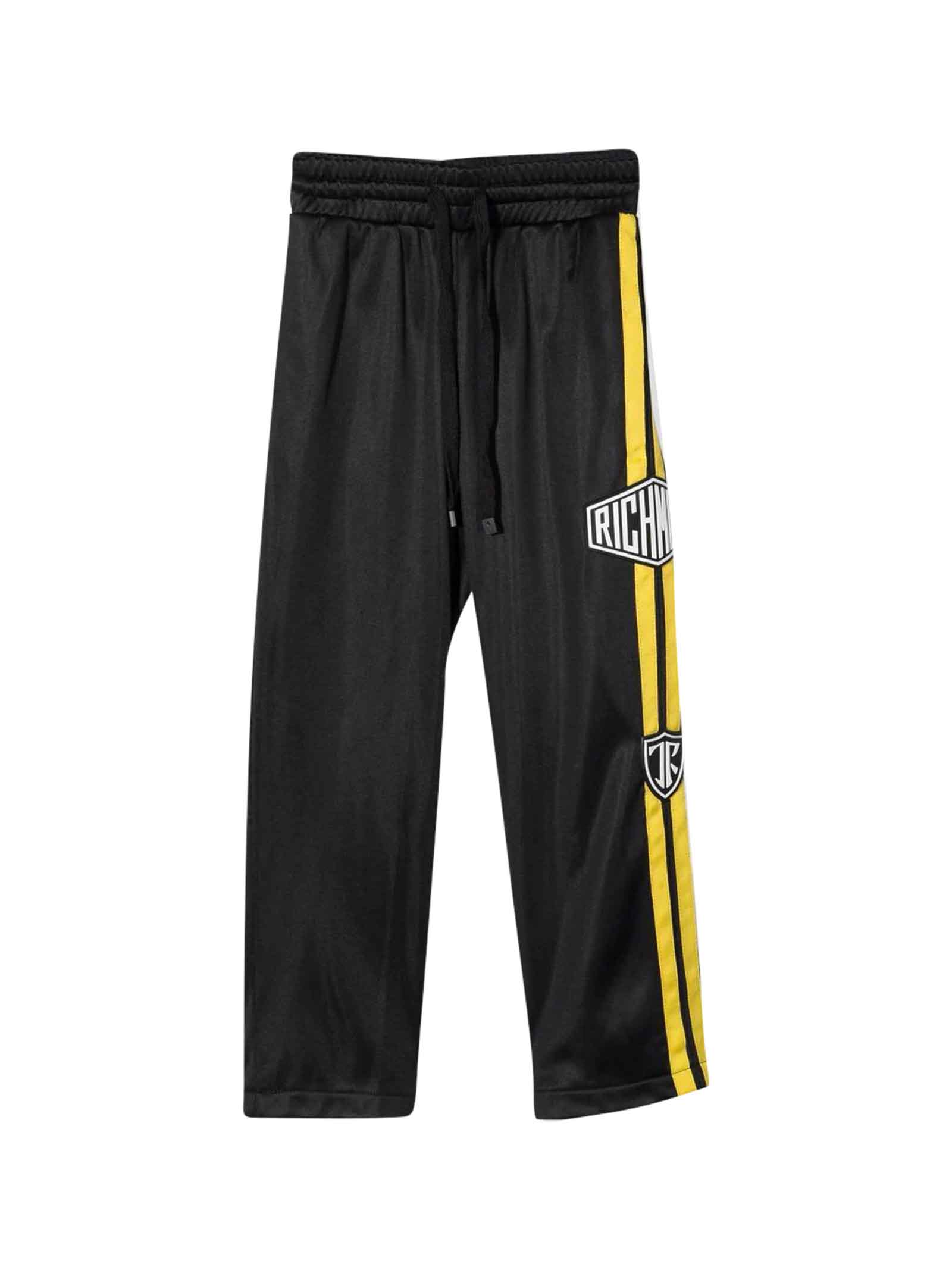 John Richmond Black Trousers With Yellow Side Bands