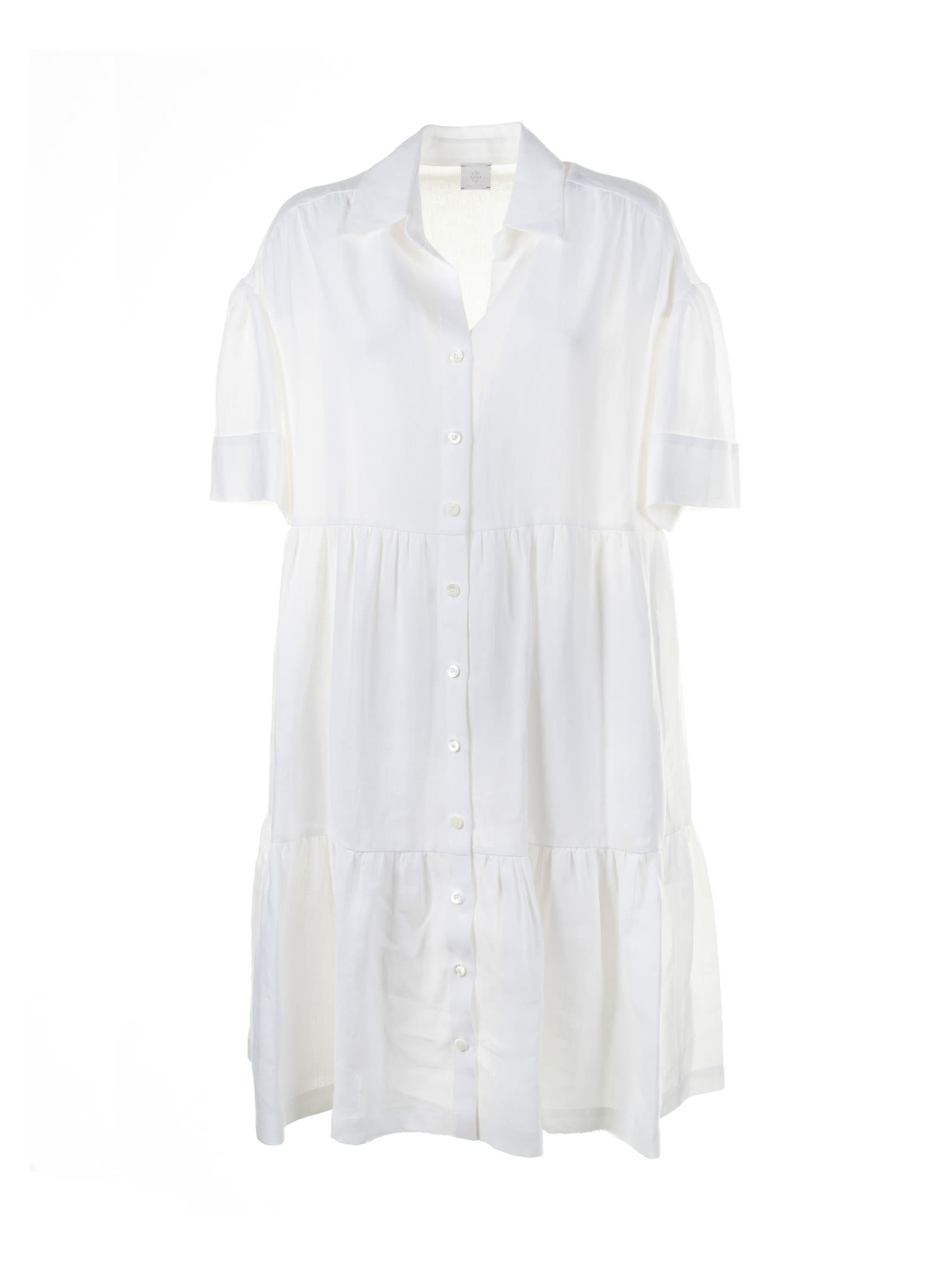 Shop Eleventy White Linen Dress In Bianco