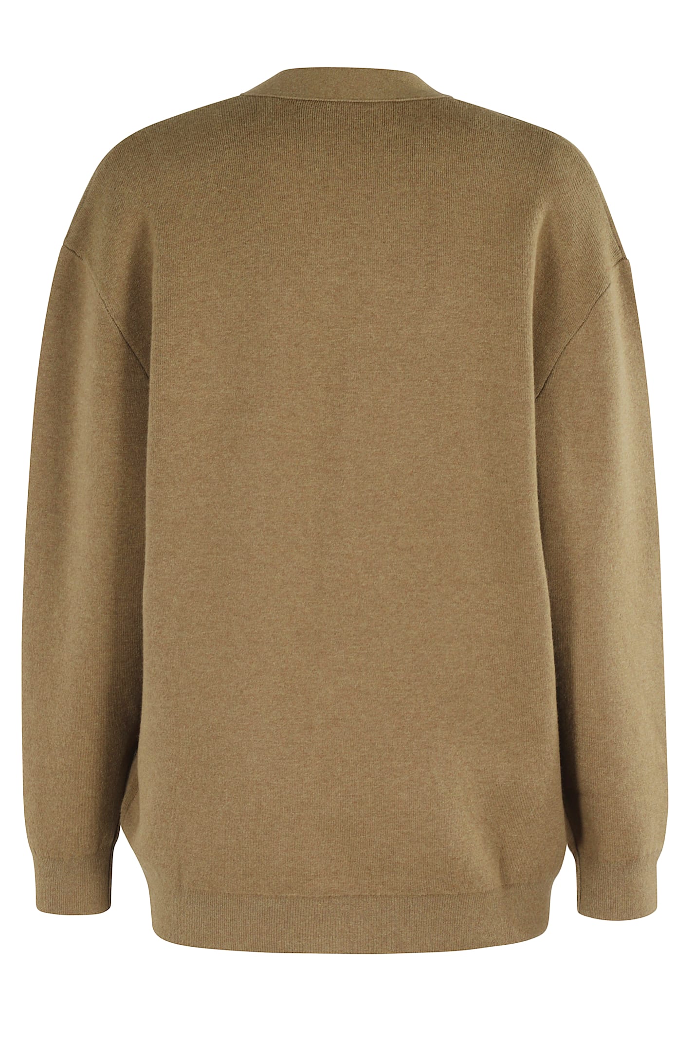 Isabel Marant Étoile Khaki V-neck Cardigan With Logo Detail In Brown
