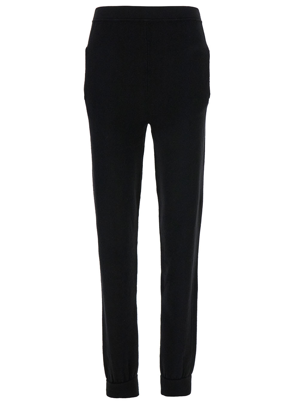 Black High-waisted Leggings With Pockets In Cashmere Woman
