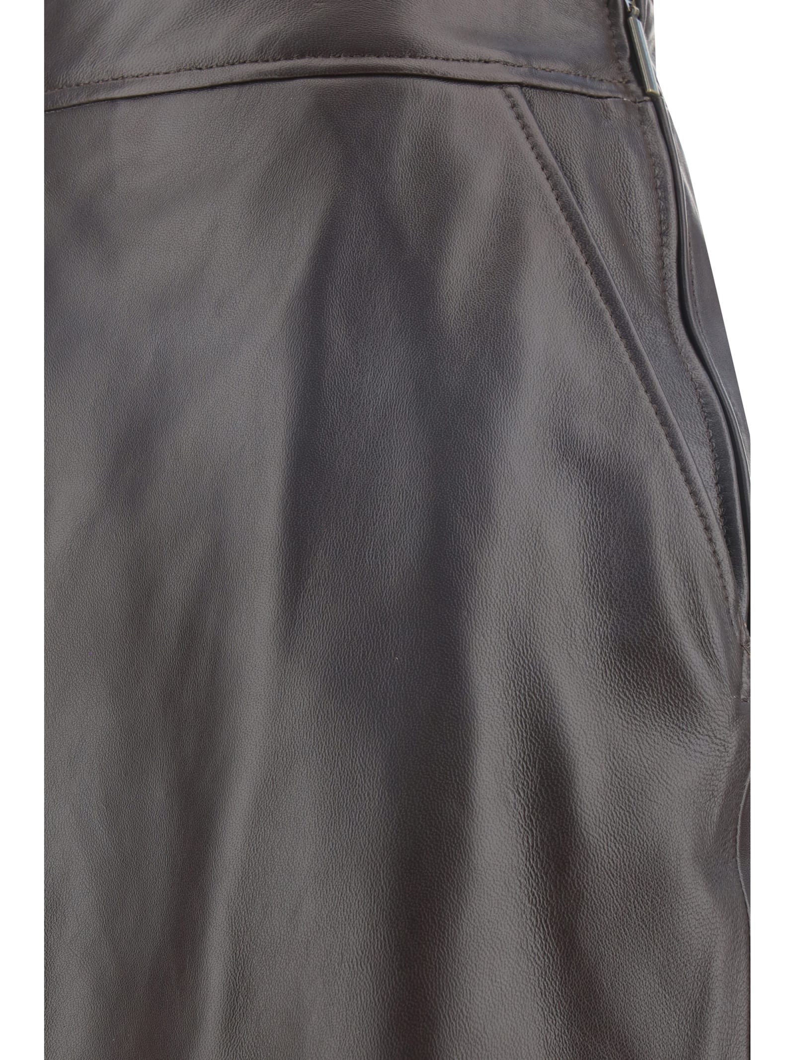 Shop Arma Leather Arkina Skirt In Mud Brown