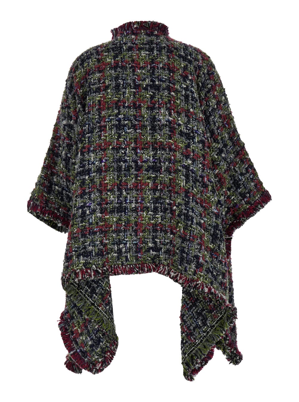 Shop Etro Multicolor Cape With Front Button Closure In Tweed Woman