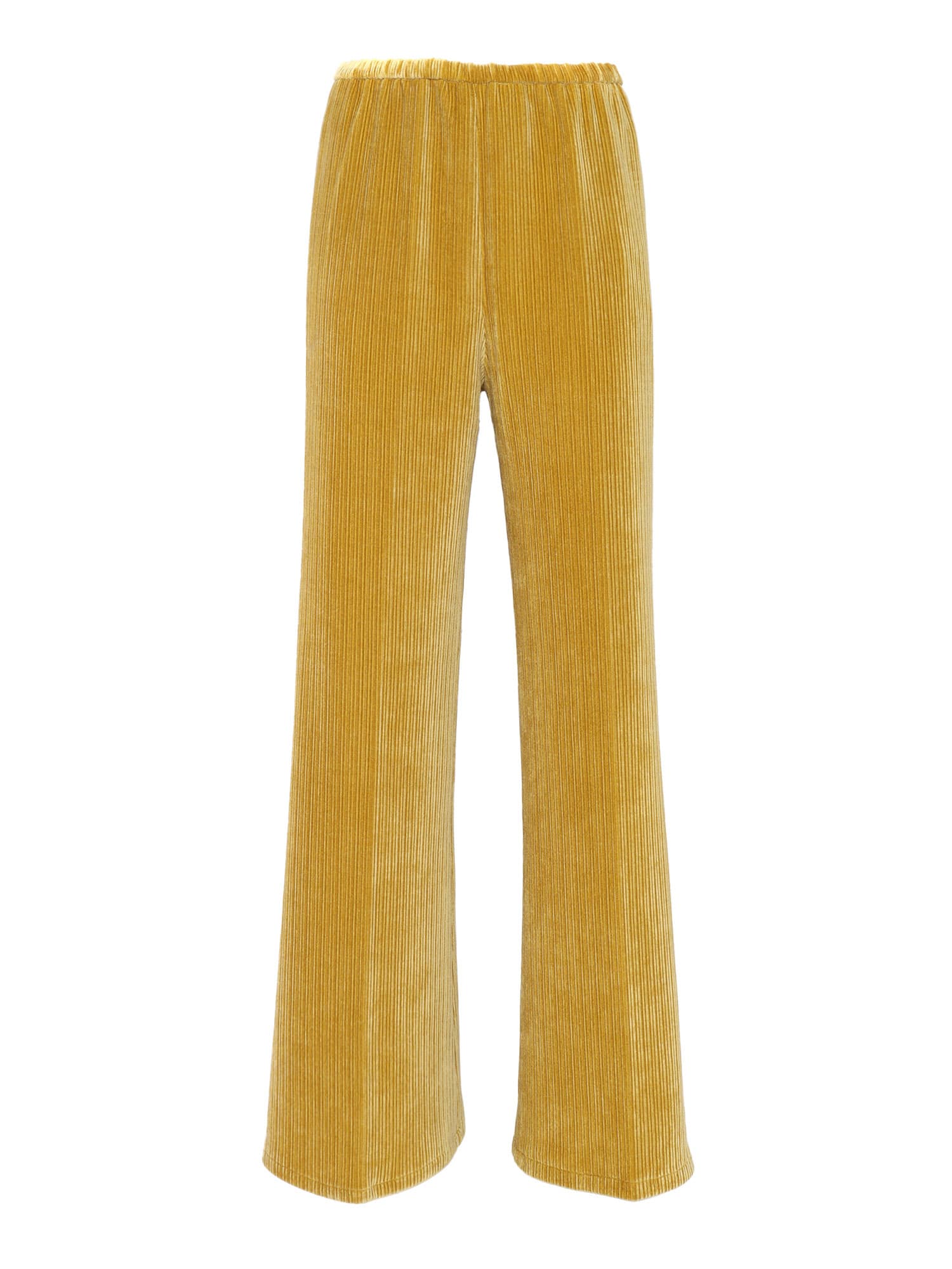 Shop Forte Forte Flared Velvet Knitted Trousers In Yellow