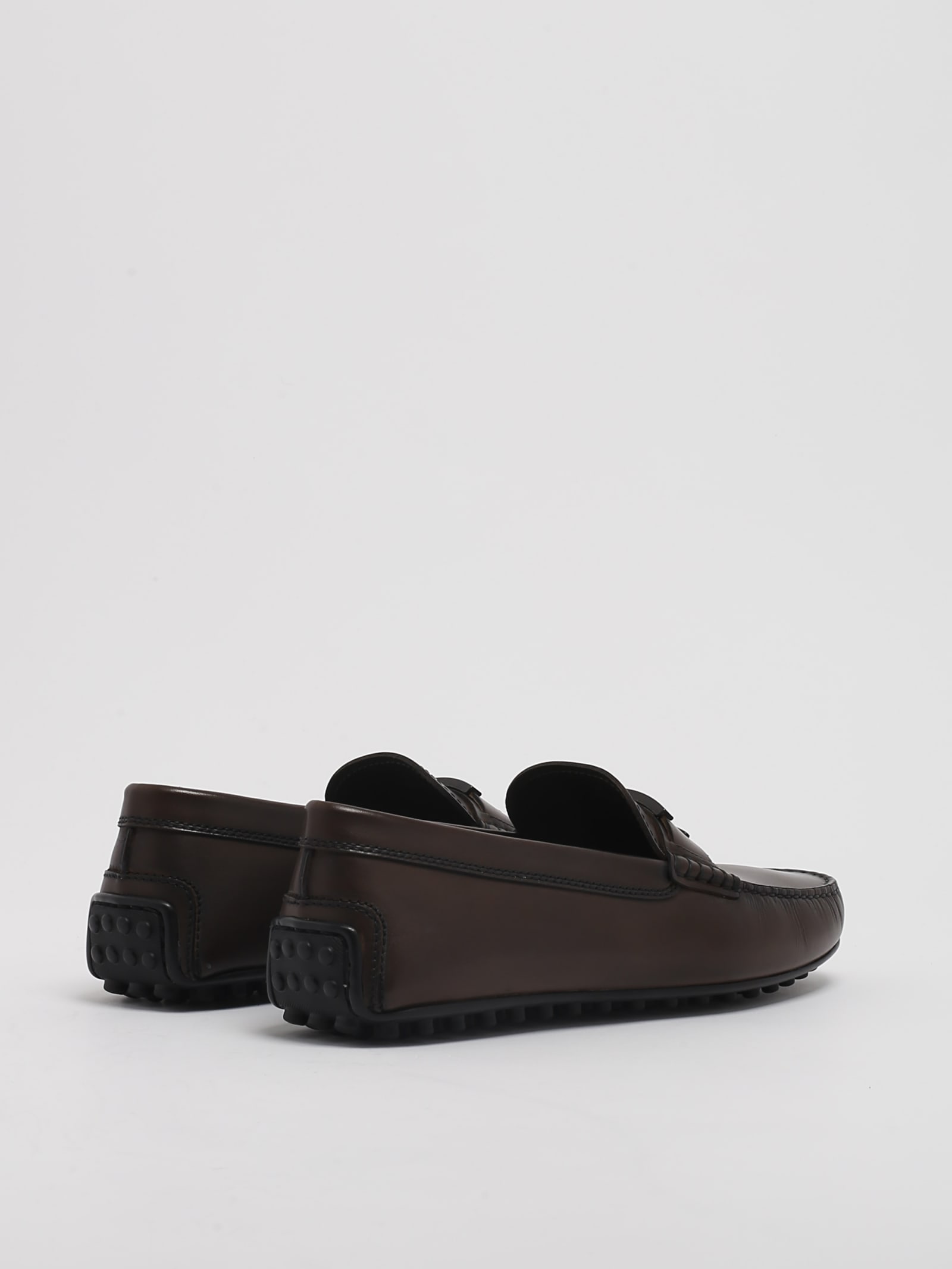 Shop Tod's City Gommino T Piatta Loafers In Cioccolato