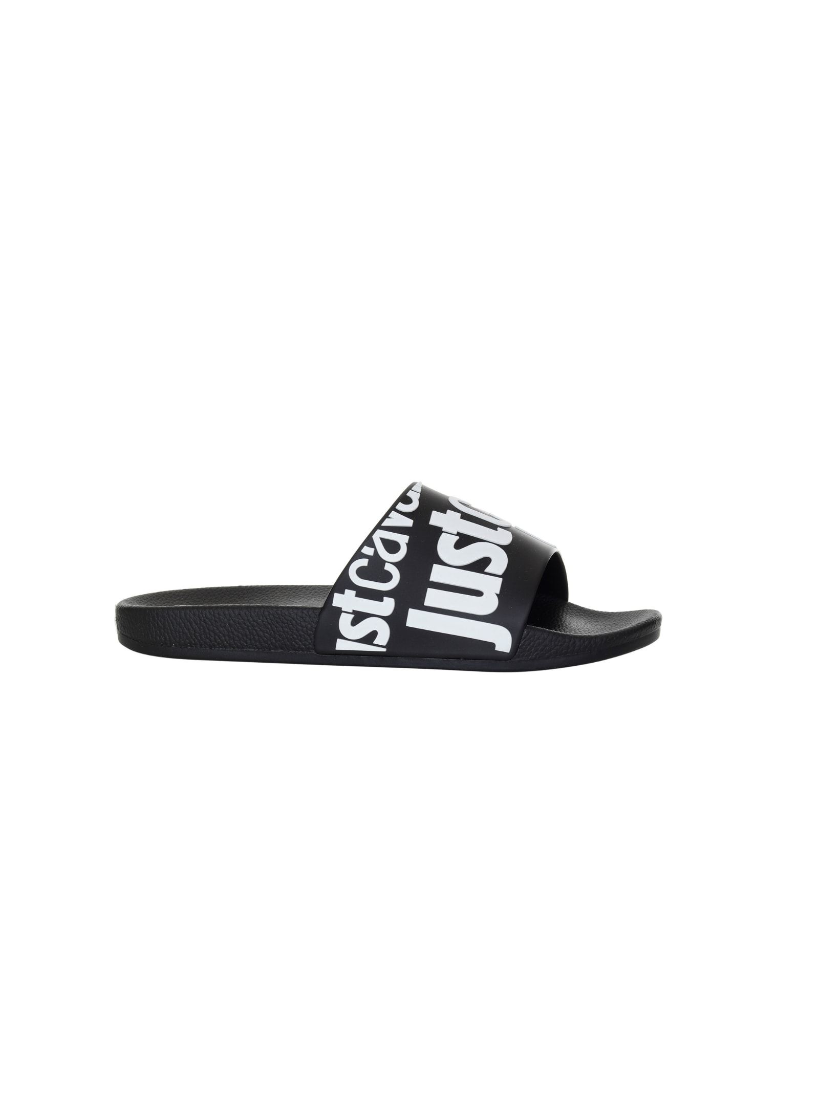 Just Cavalli Man Sandals Black Size 8.5 Rubber In Black