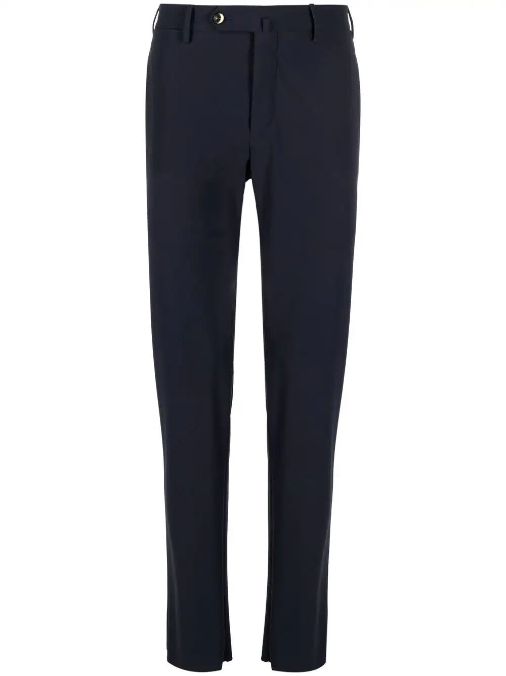 Shop Pt01 Organic Kitenic Summer Fabric Slim Flat Front Pants In Navy