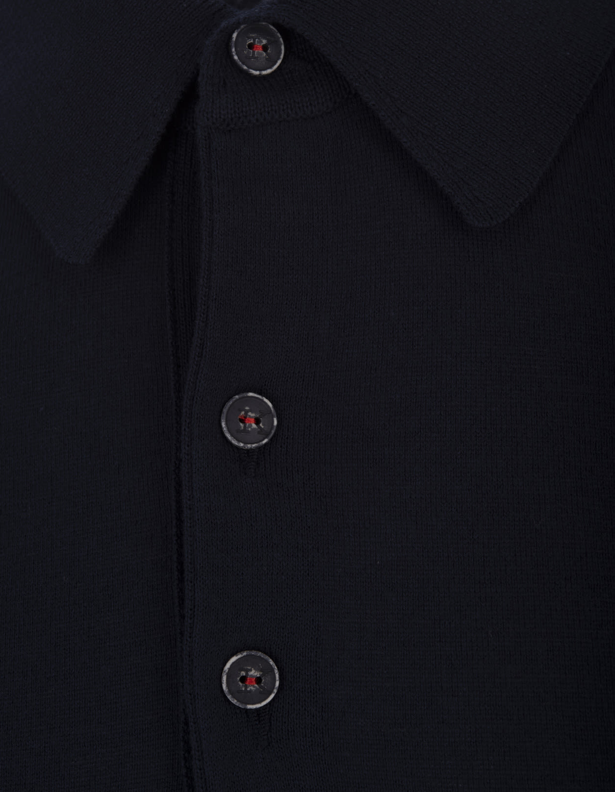 Shop Kiton Black Knitted Polo With Logo