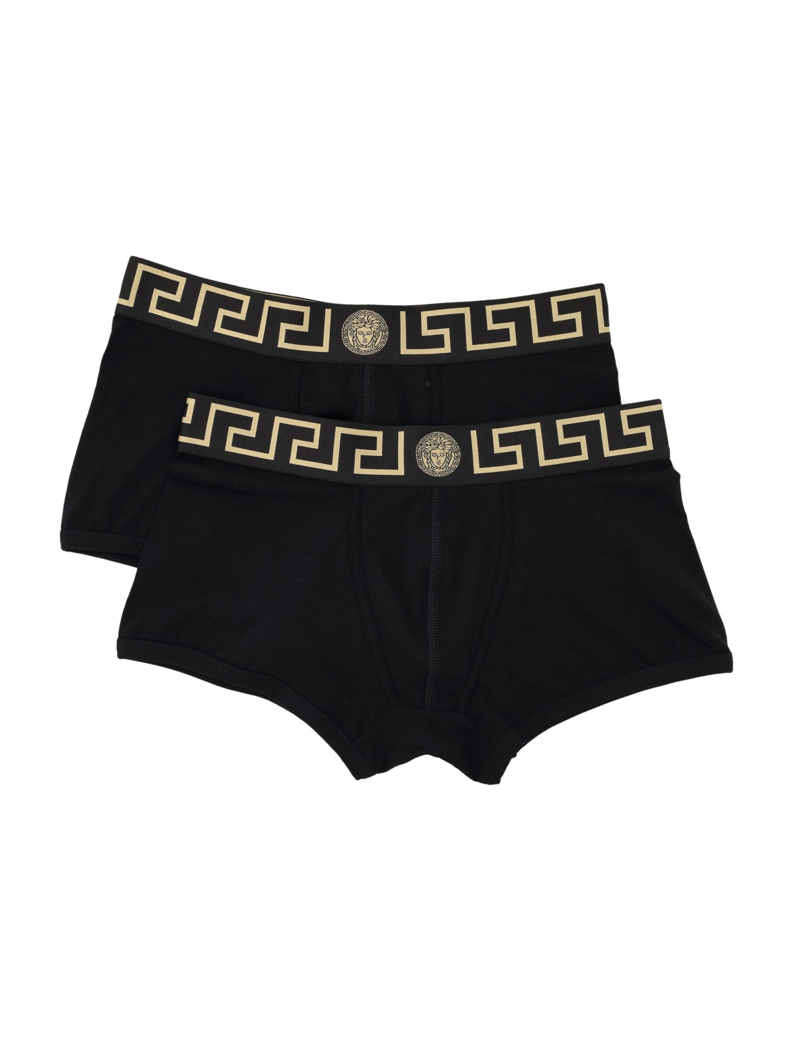 Versace Black Briefs With Elastic Waist With Medusa Print In Black