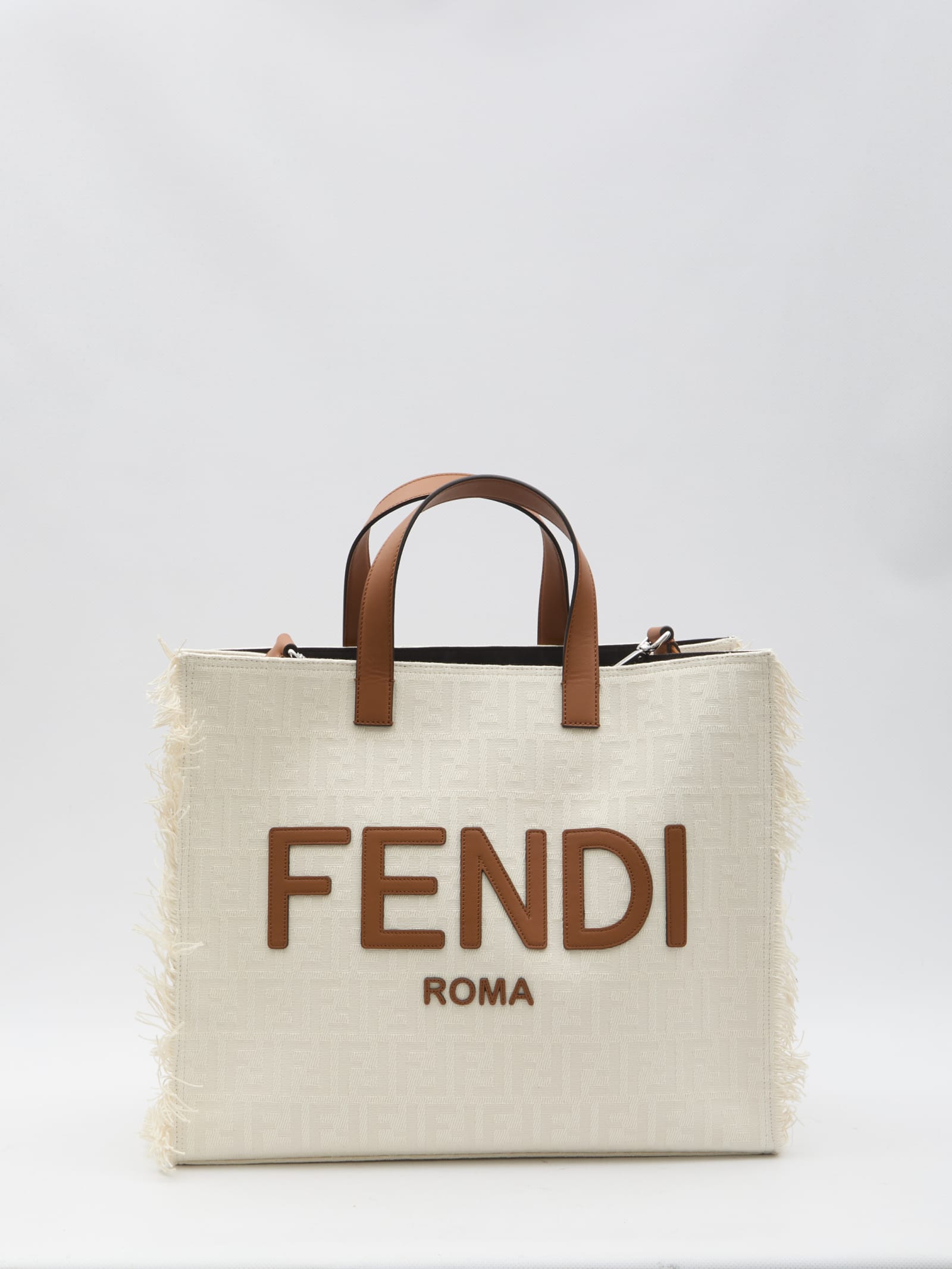 Shop Fendi Ff Shopper Bag In Cream