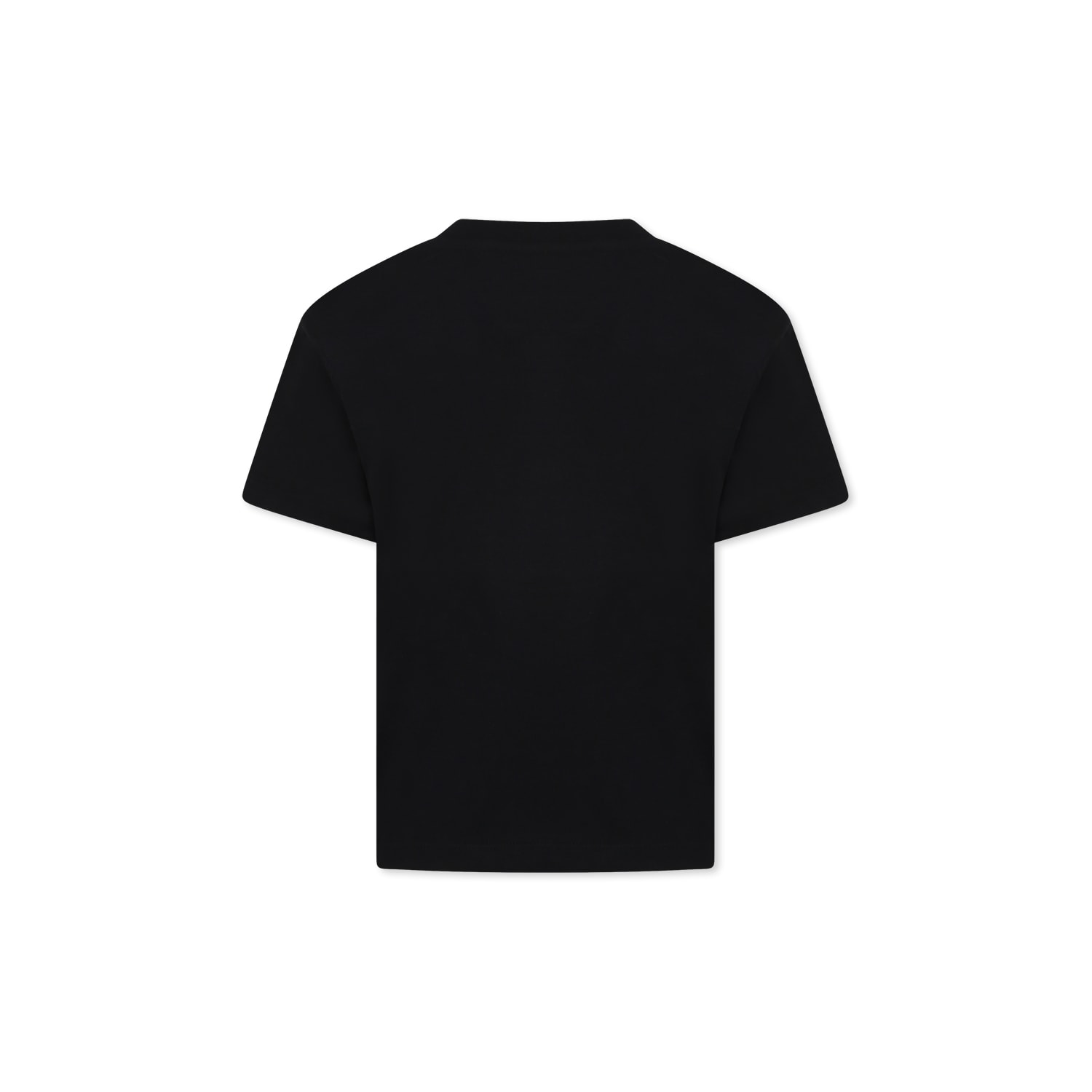 Msgm Black T-shirt For Girl With Logo And Cat Print In Black