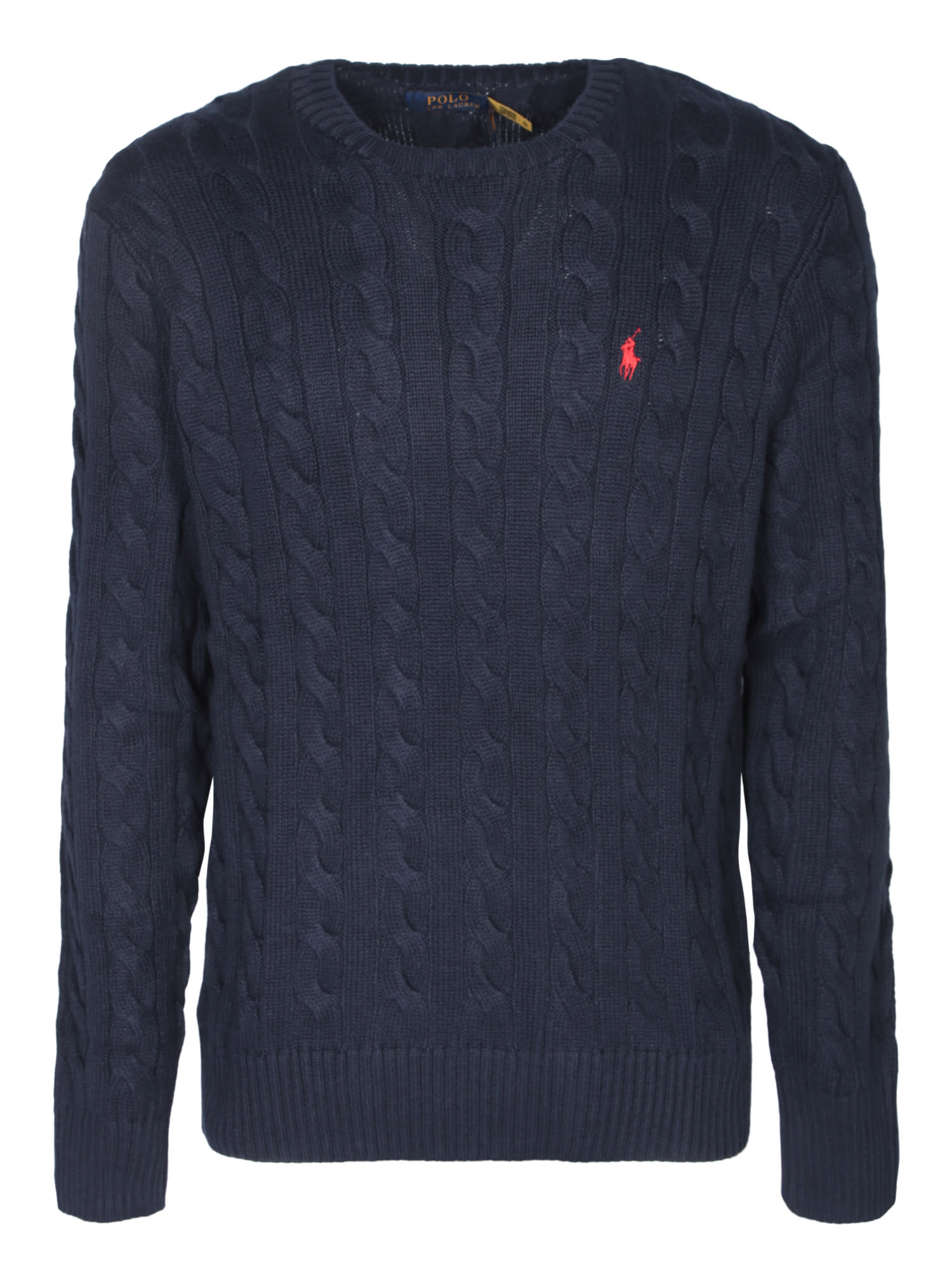 Shop Polo Ralph Lauren Blue Cotton Cable-knit Sweater