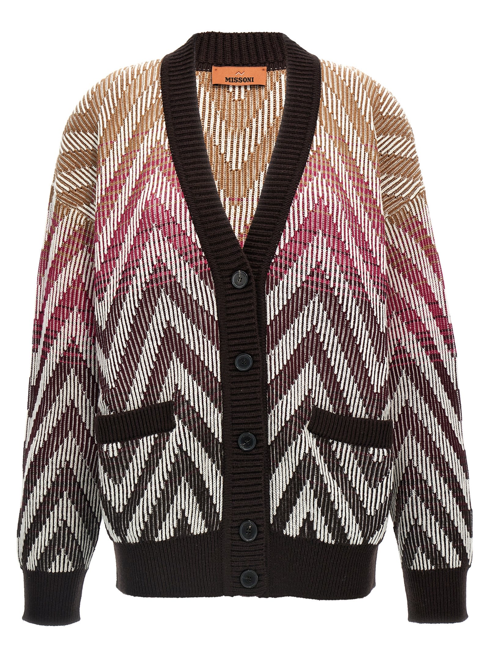 Shop Missoni Zig Zag Cardigan In Multicolor