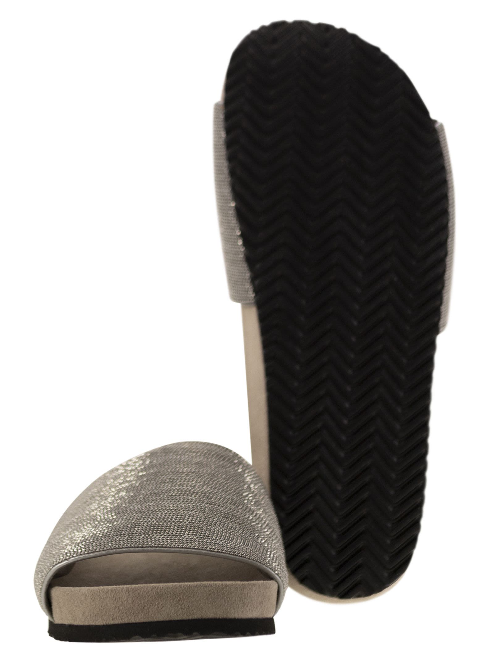 Shop Brunello Cucinelli Precious Lignite Slippers In Rope