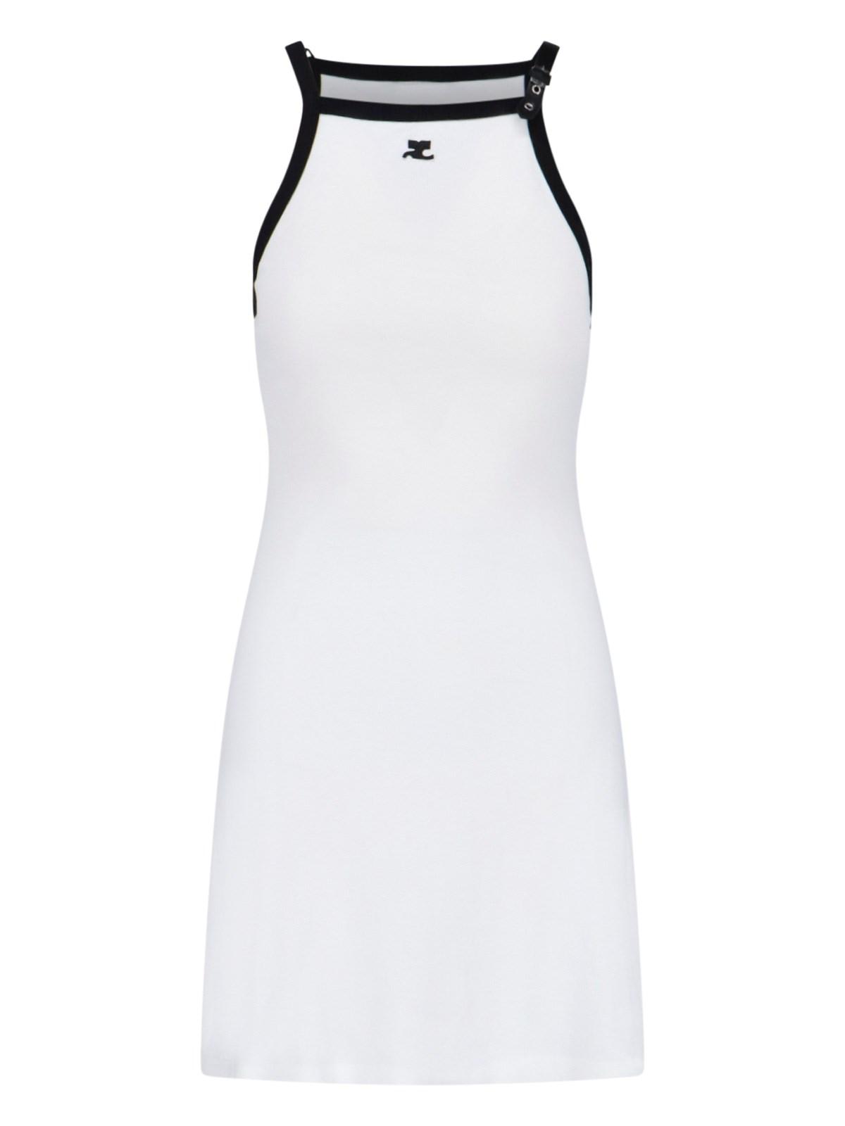 Shop Courrèges Contrast Mini Dress In White