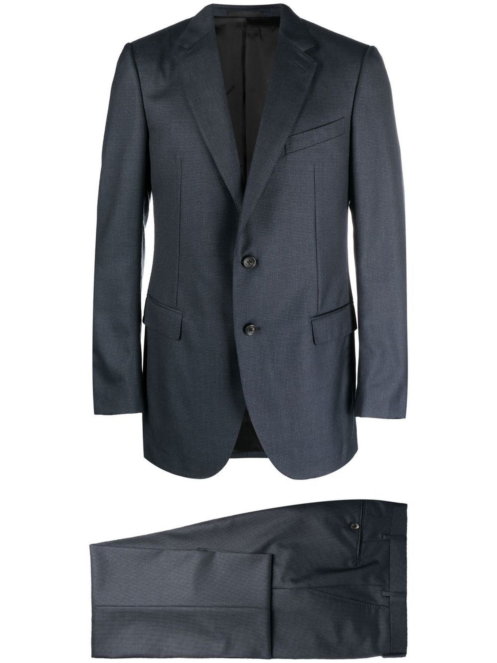 Lanvin Navy Blue Wool Blend Suit
