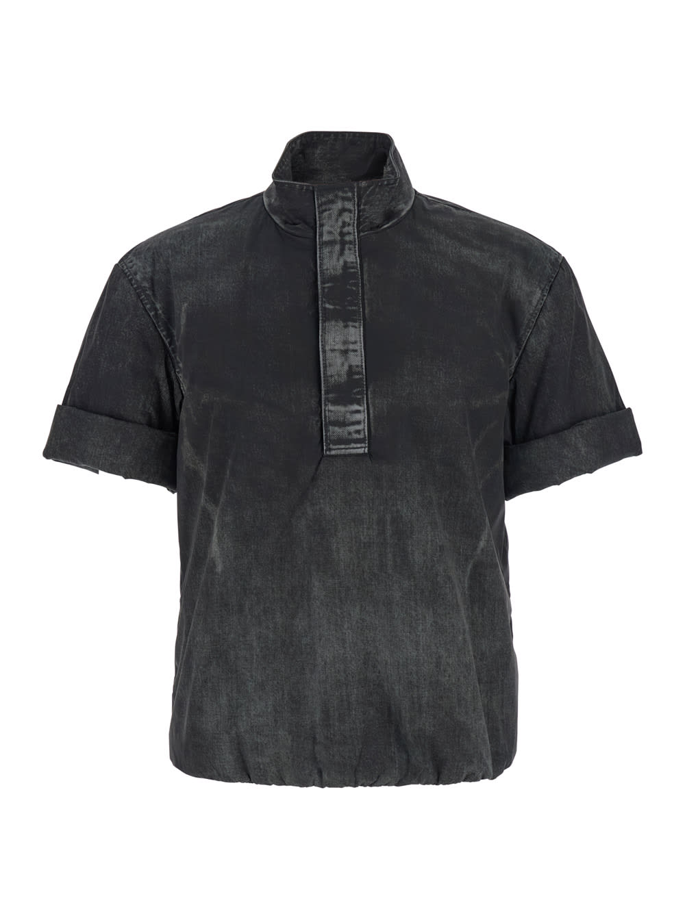 Diesel Black Jacket With Short-sleeve And Distressed Effect In Fabric Man In Black